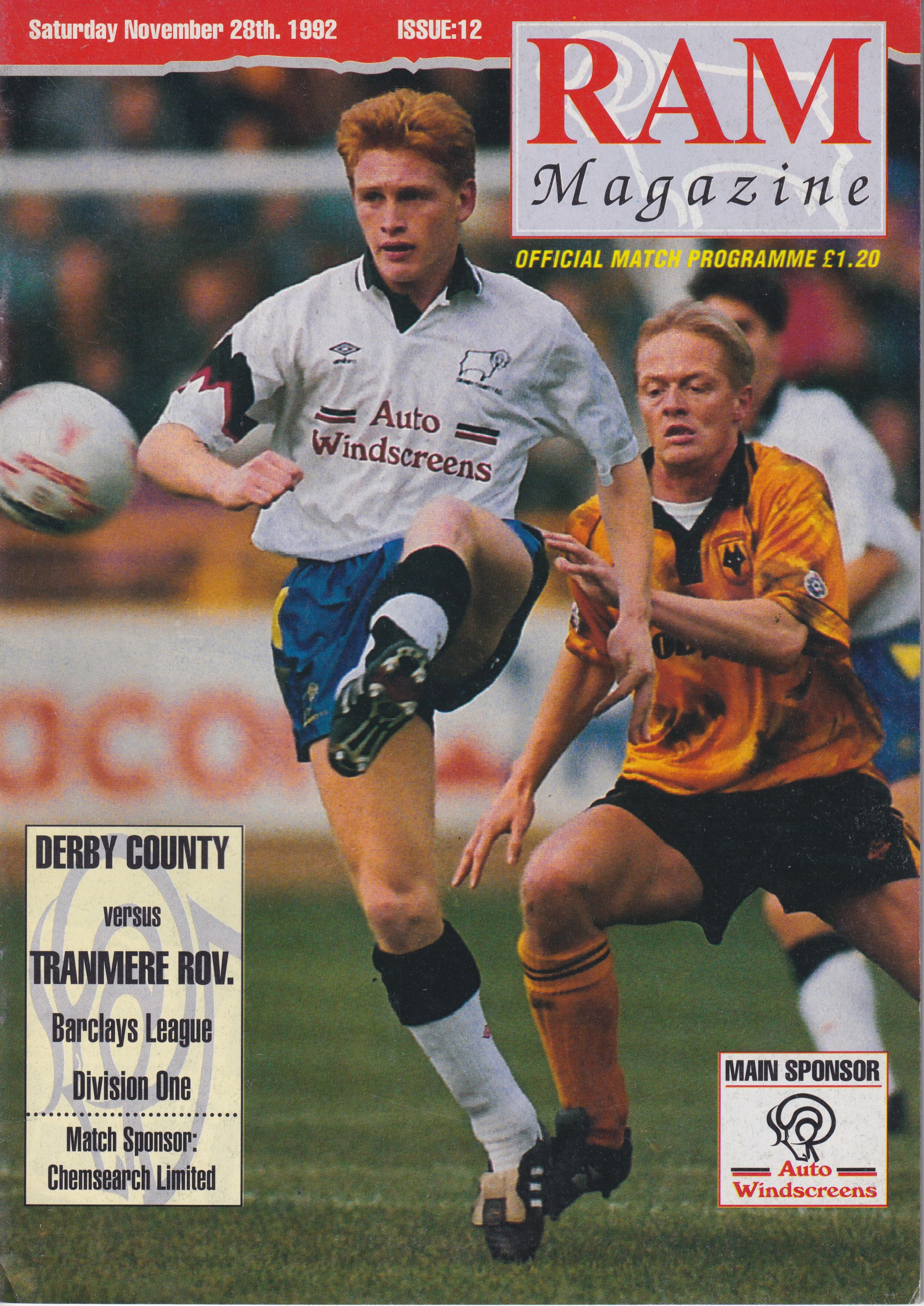 Match Programme for 28/11/1992