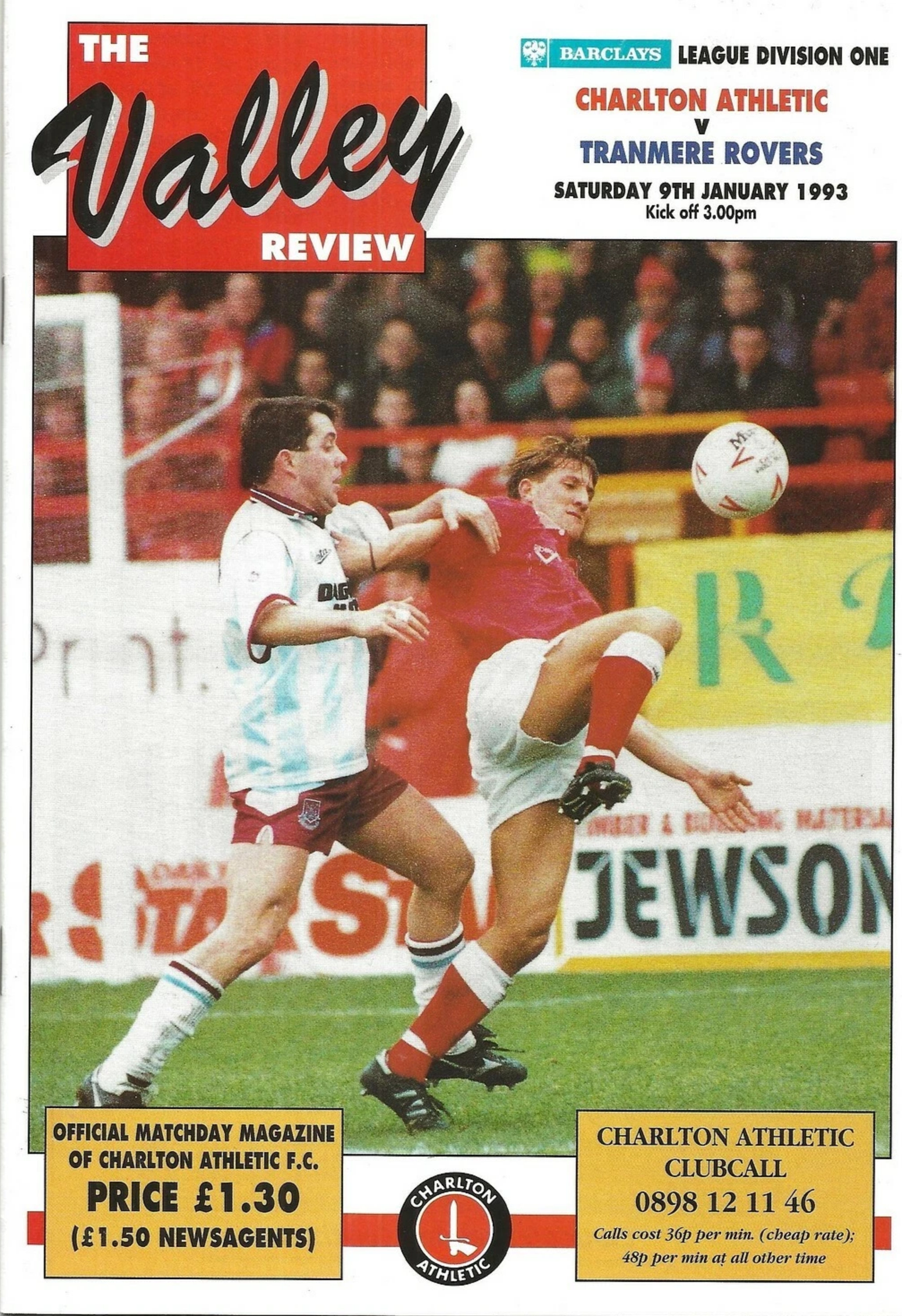 Match Programme for 09/01/1993