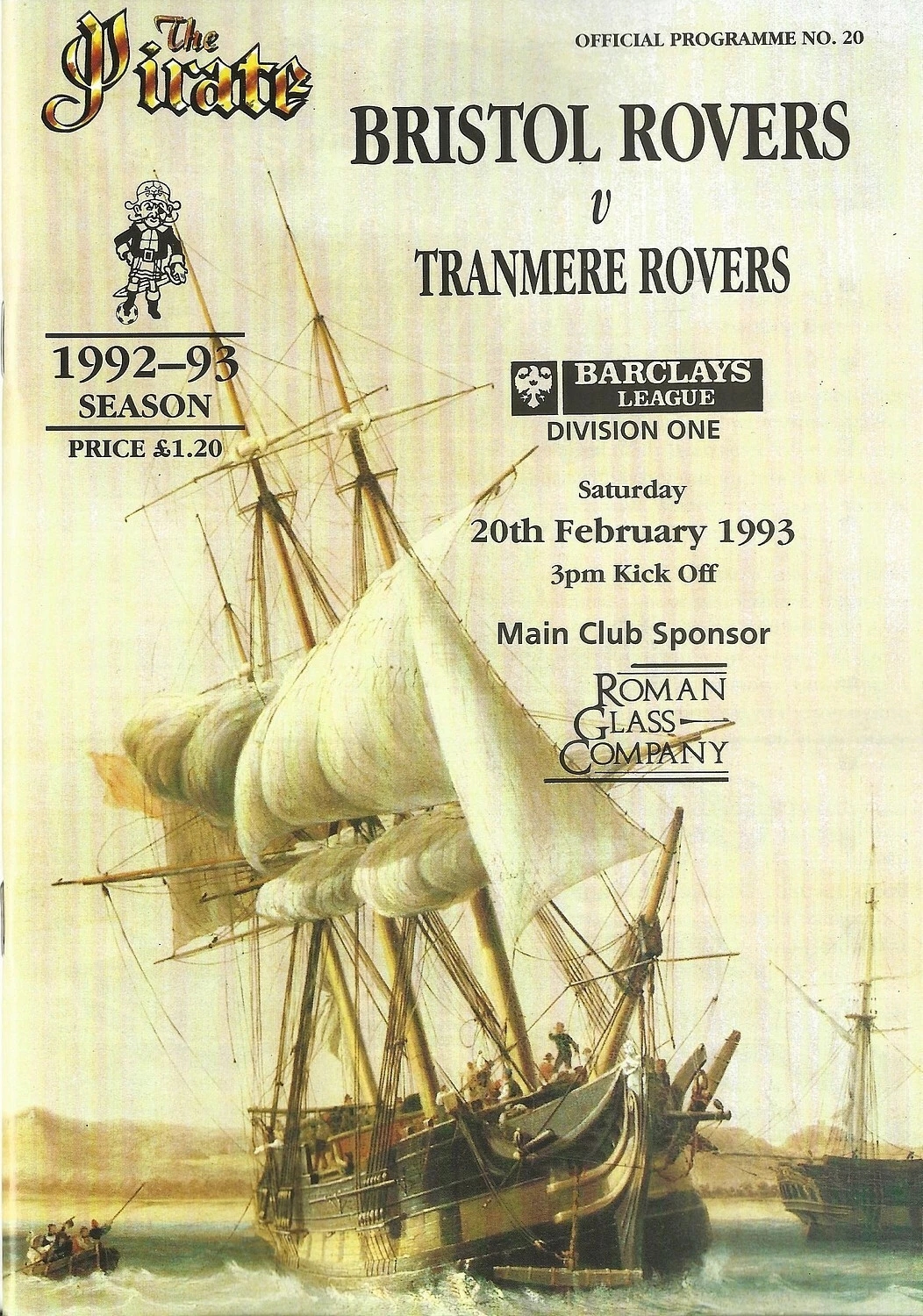 Match Programme for 20/02/1993