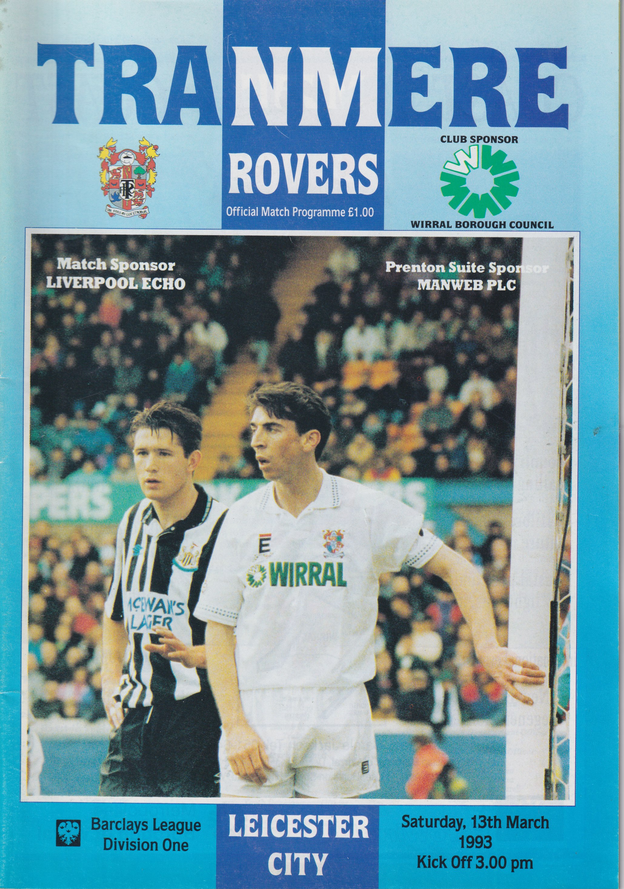 Match Programme for 13/03/1993