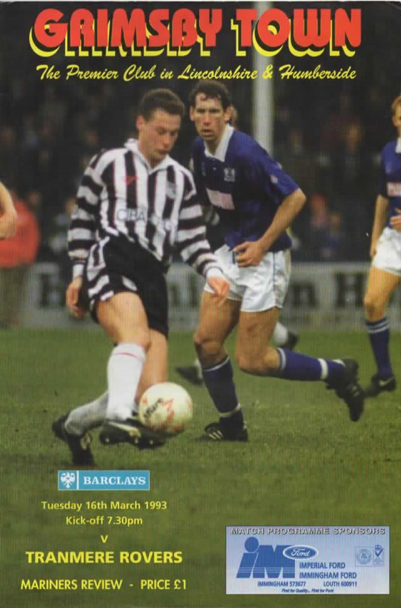 Match Programme for 16/03/1993