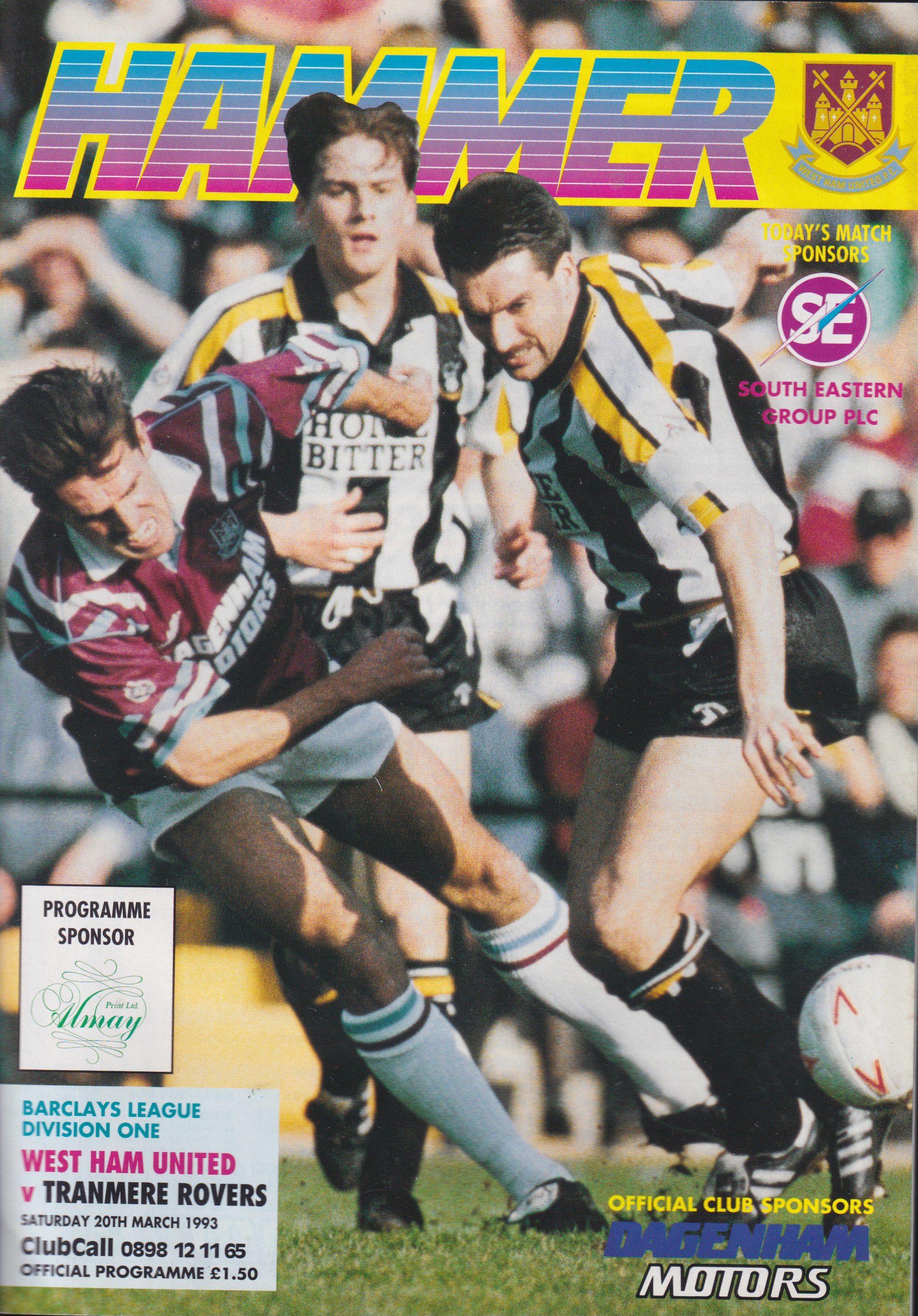 Match Programme for 20/03/1993