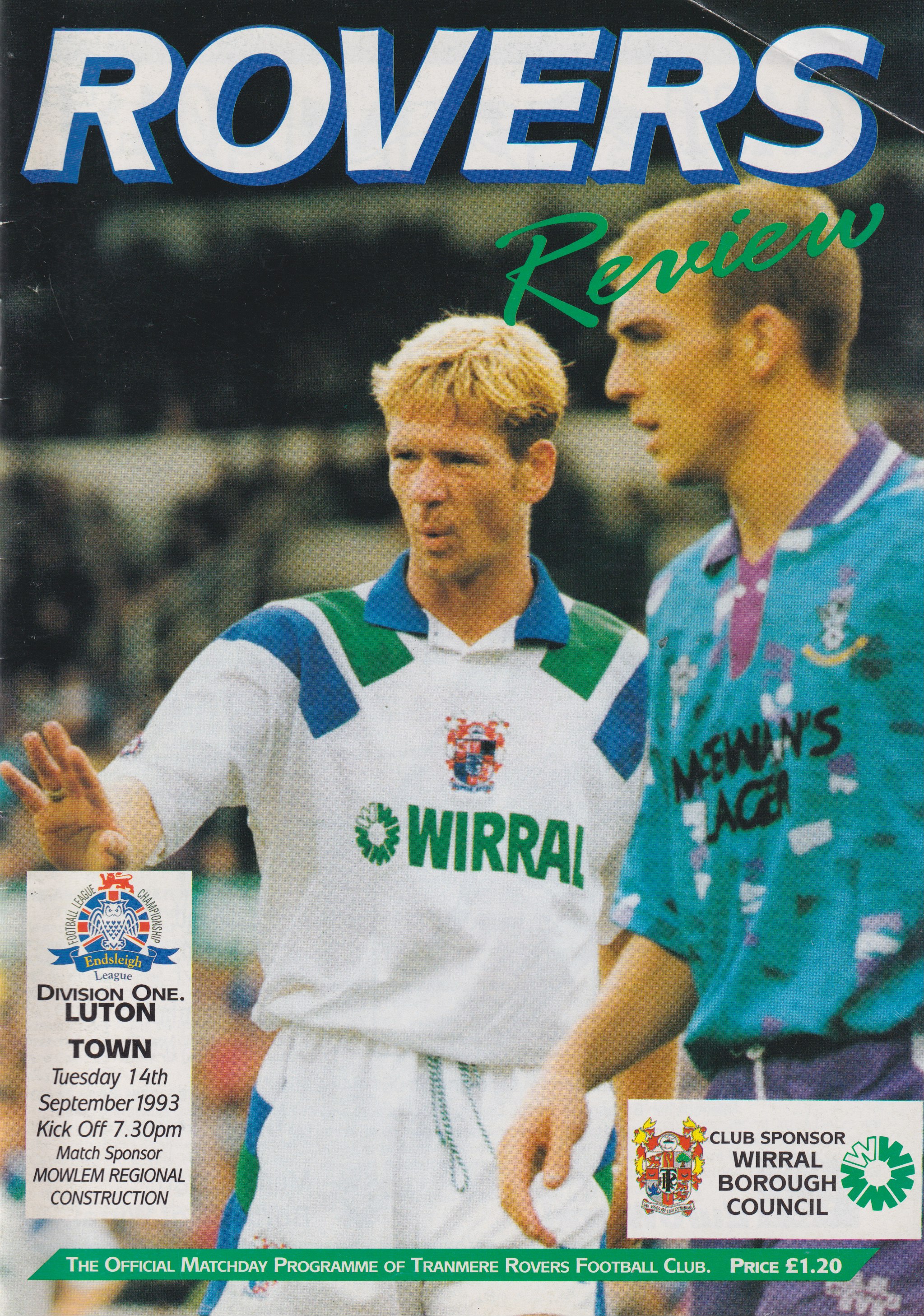 Match Programme for 14/09/1993