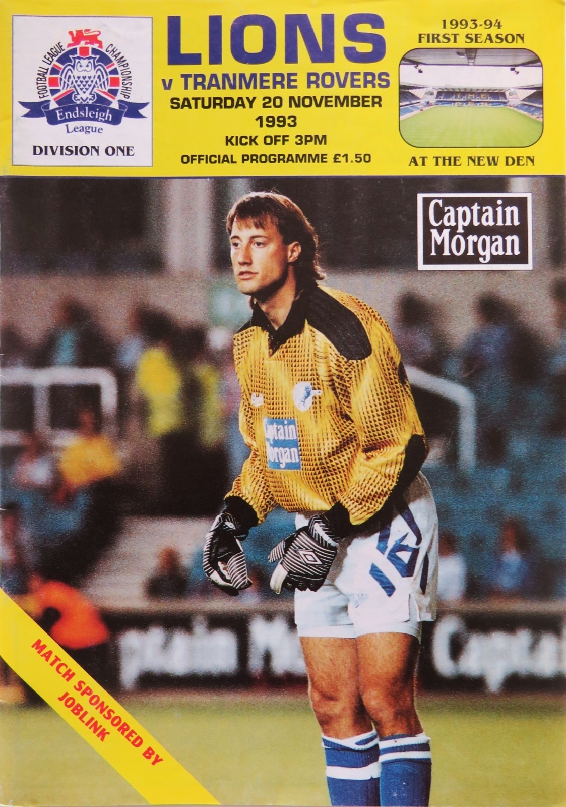 Match Programme for 20/11/1993