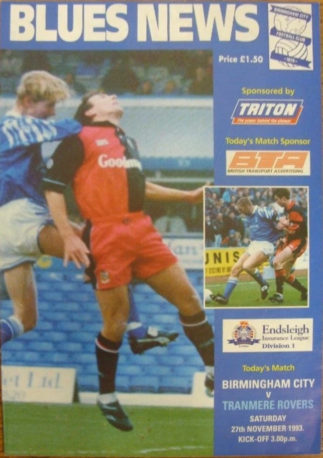 Match Programme for 27/11/1993