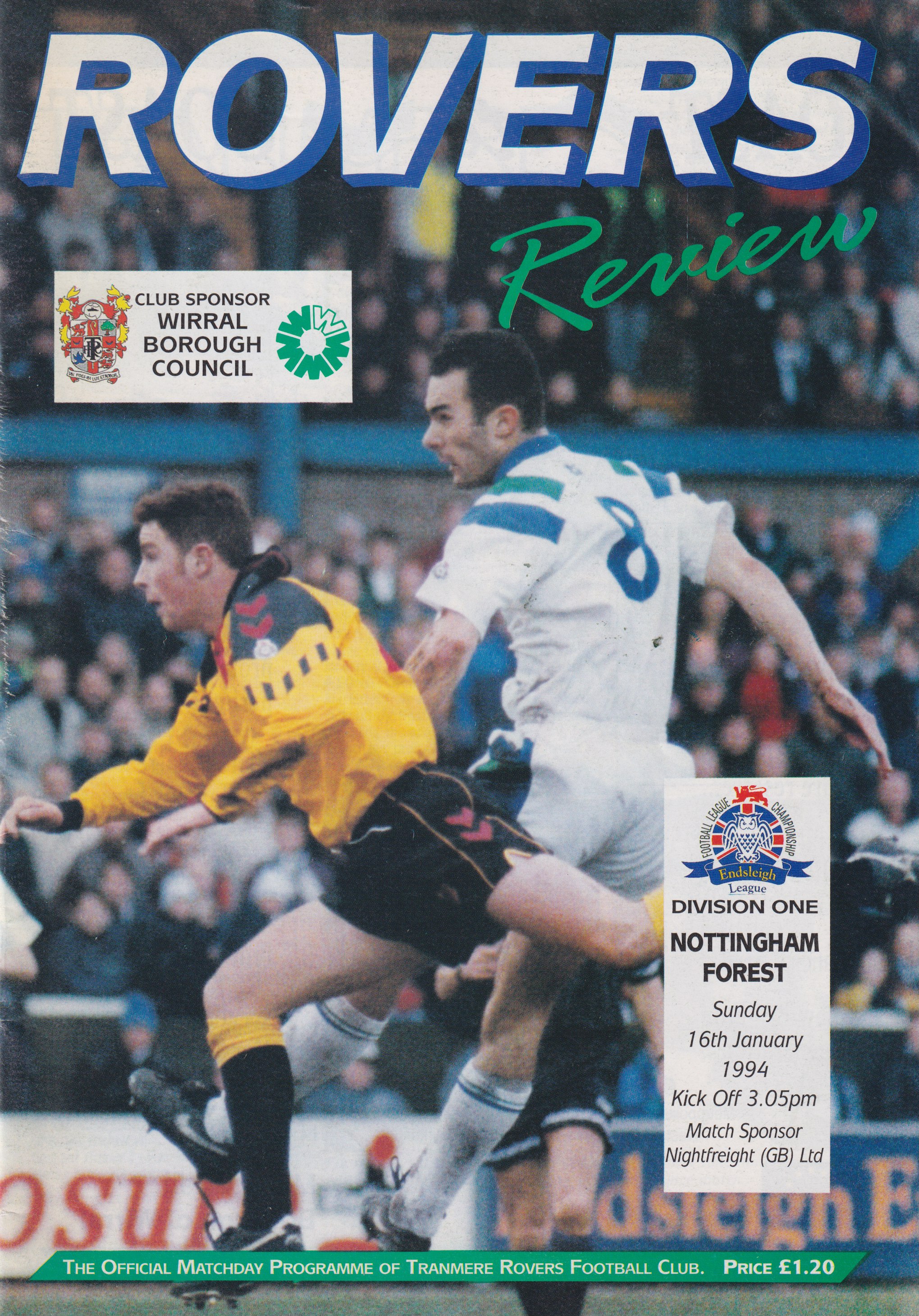 Match Programme for 16/01/1994