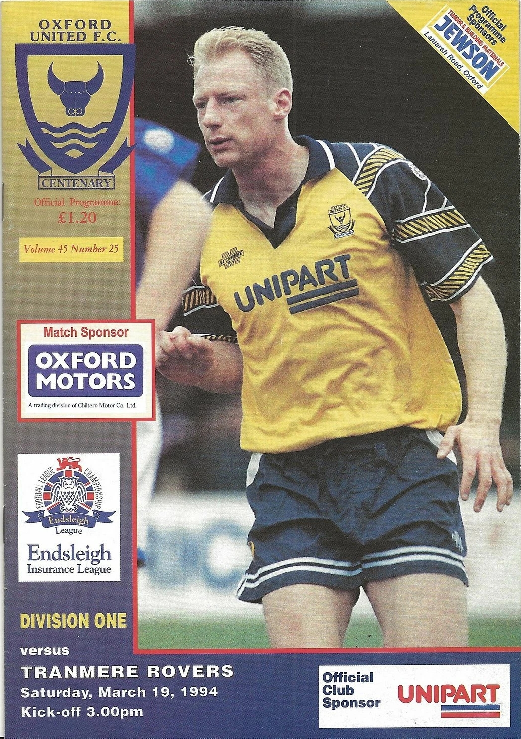 Match Programme for 19/03/1994