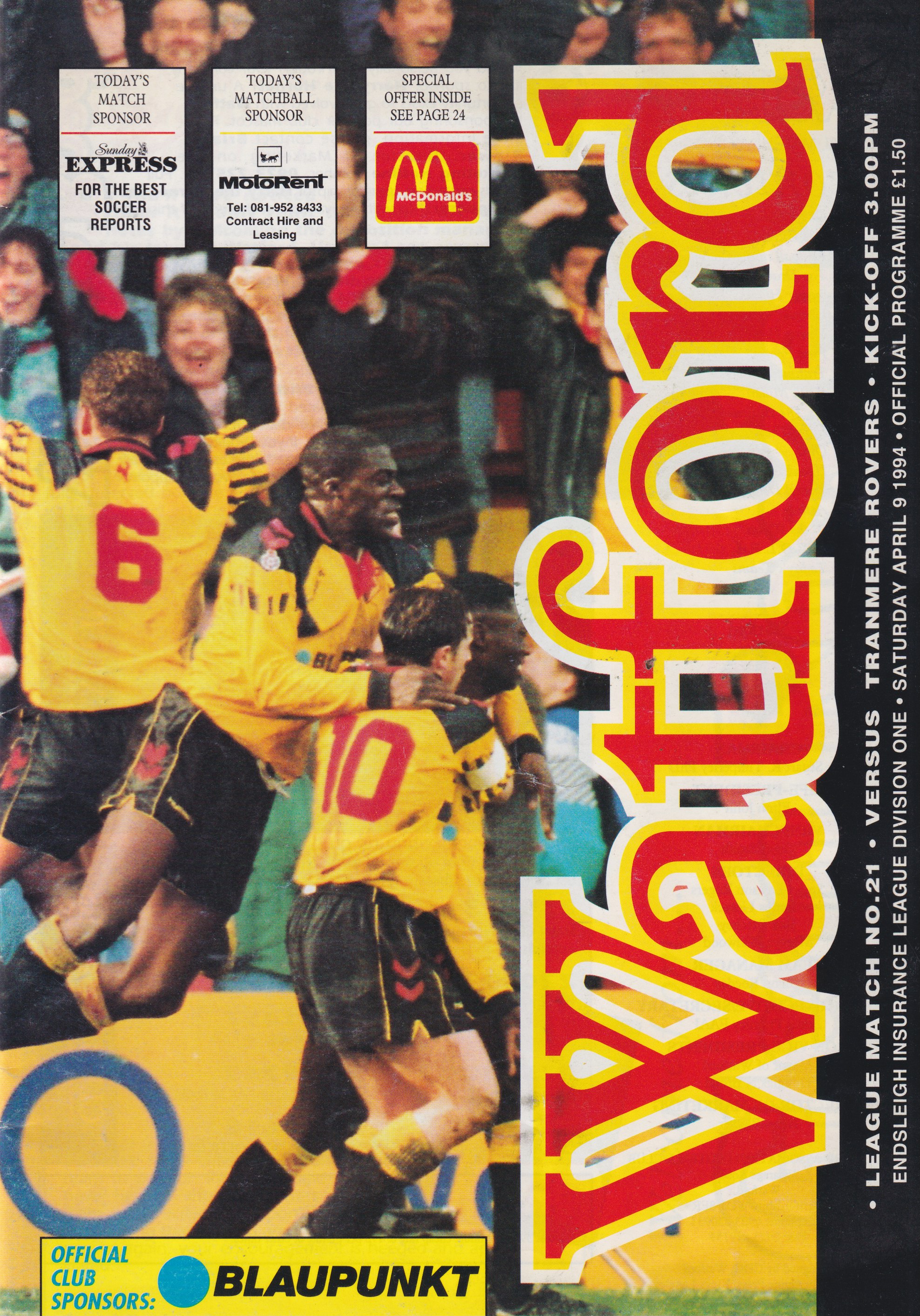 Match Programme for 09/04/1994