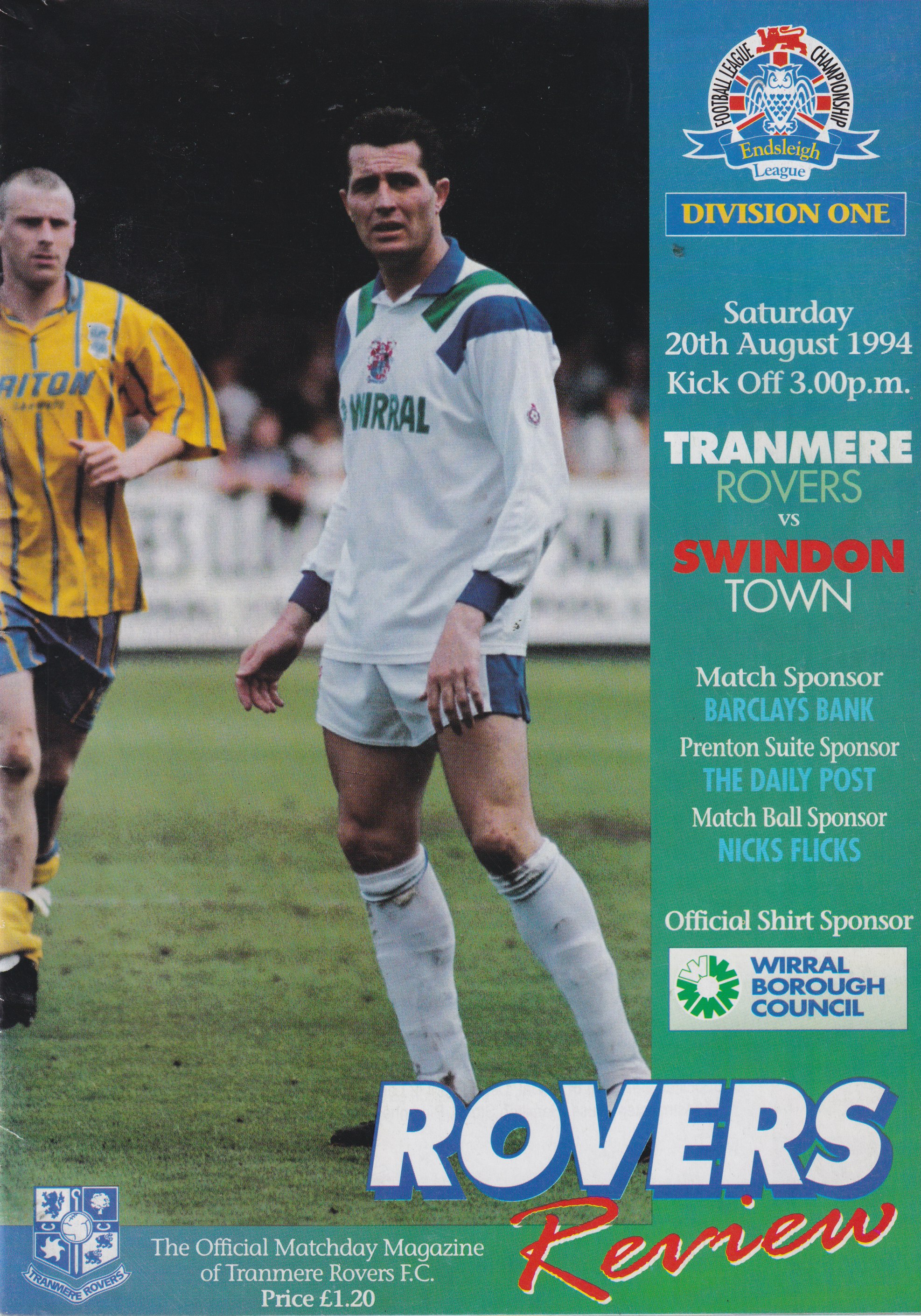 Match Programme for 20/08/1994