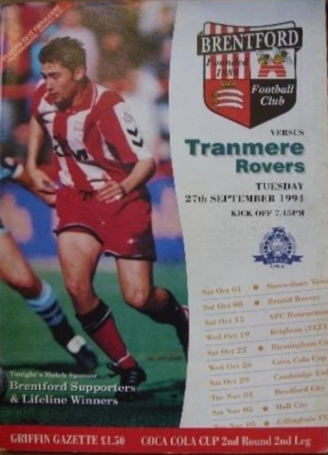 Match Programme for 27/09/1994