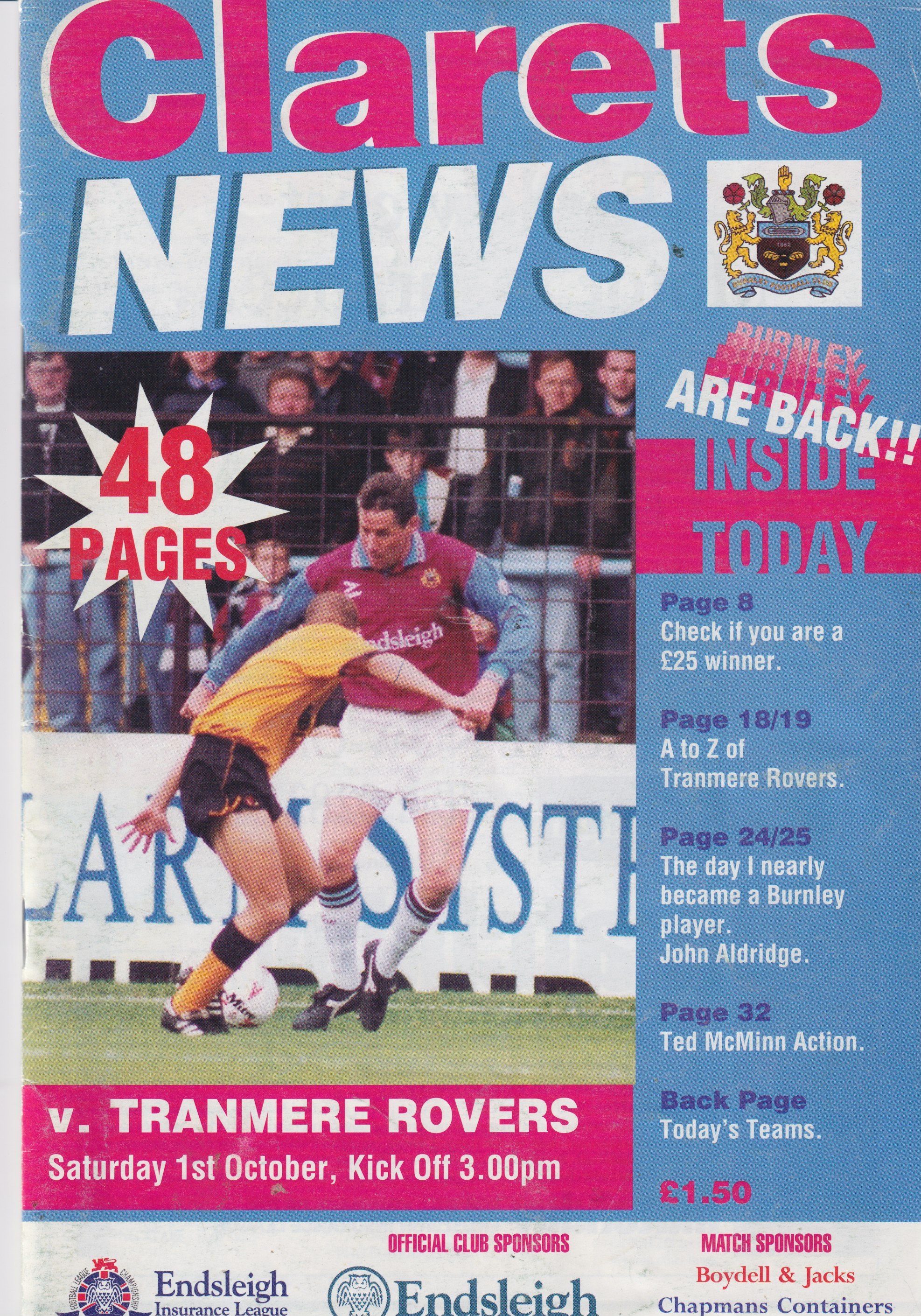 Match Programme for 01/10/1994