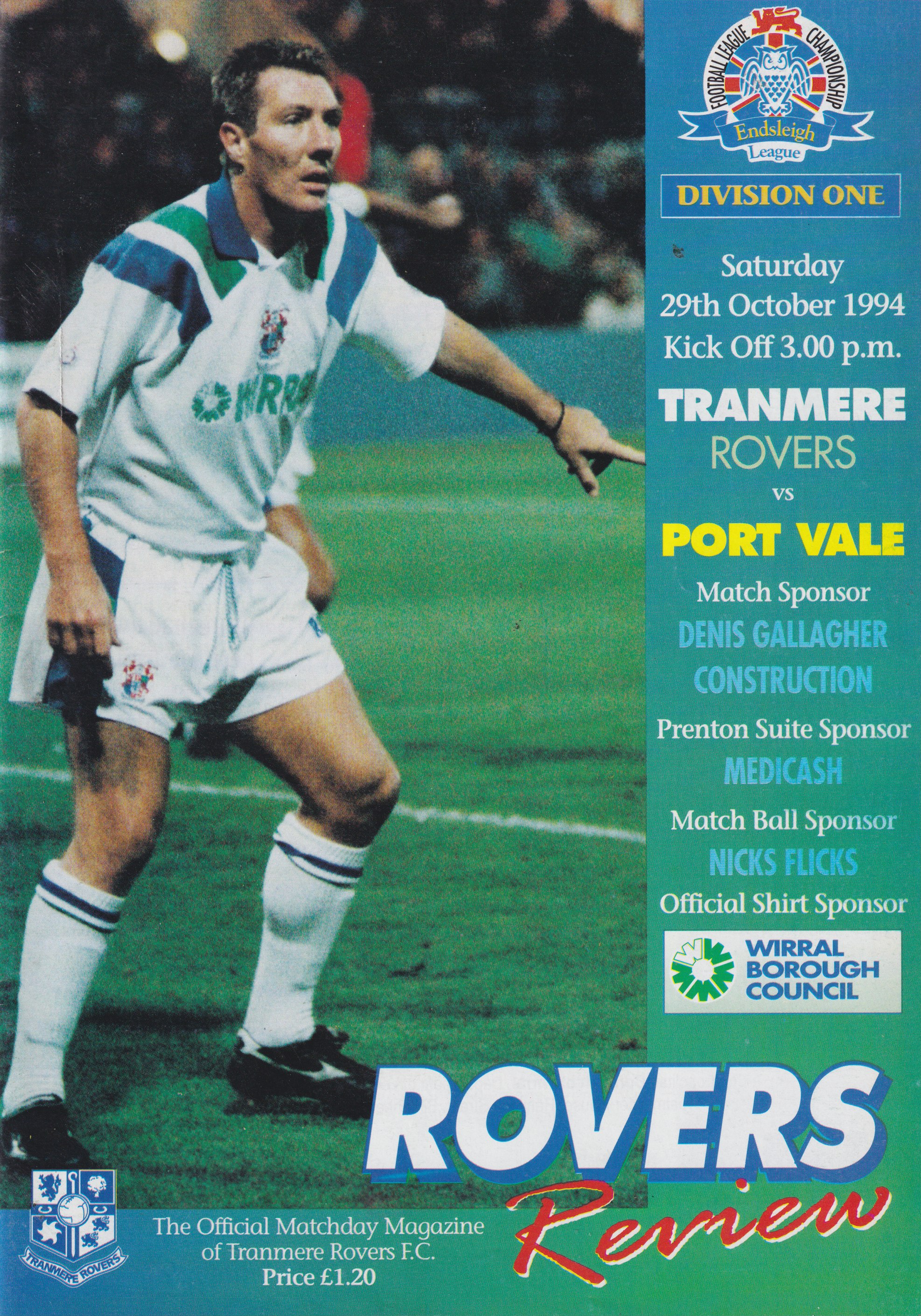 Match Programme for 29/10/1994