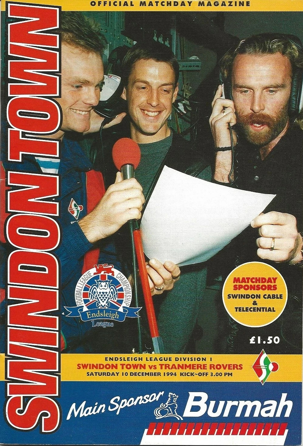 Match Programme for 10/12/1994
