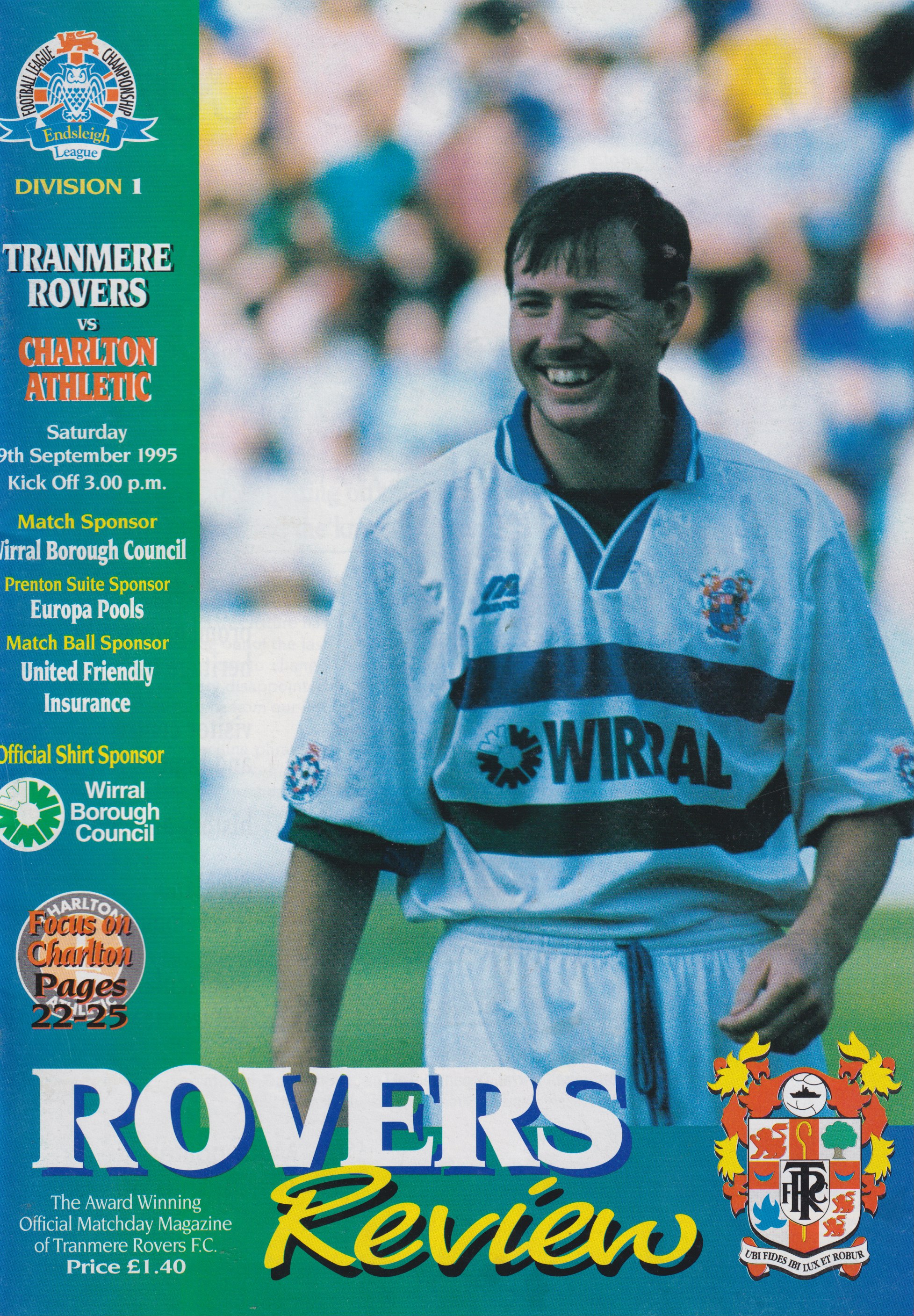 Match Programme for 09/09/1995