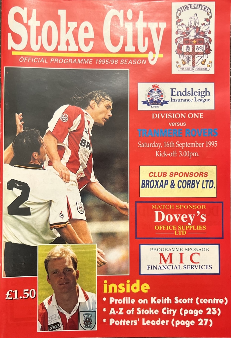 Match Programme for 16/09/1995