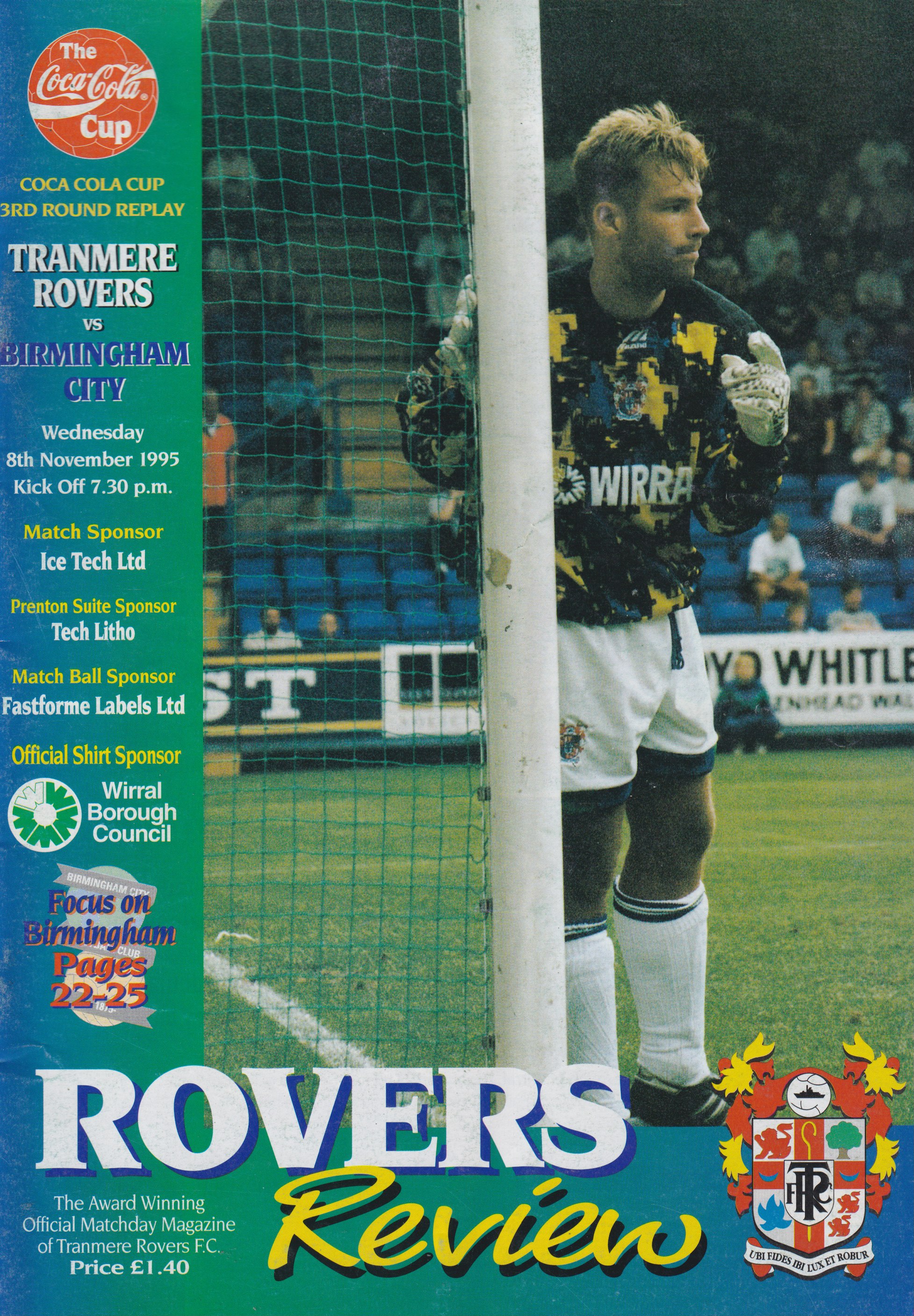 Match Programme for 08/11/1995