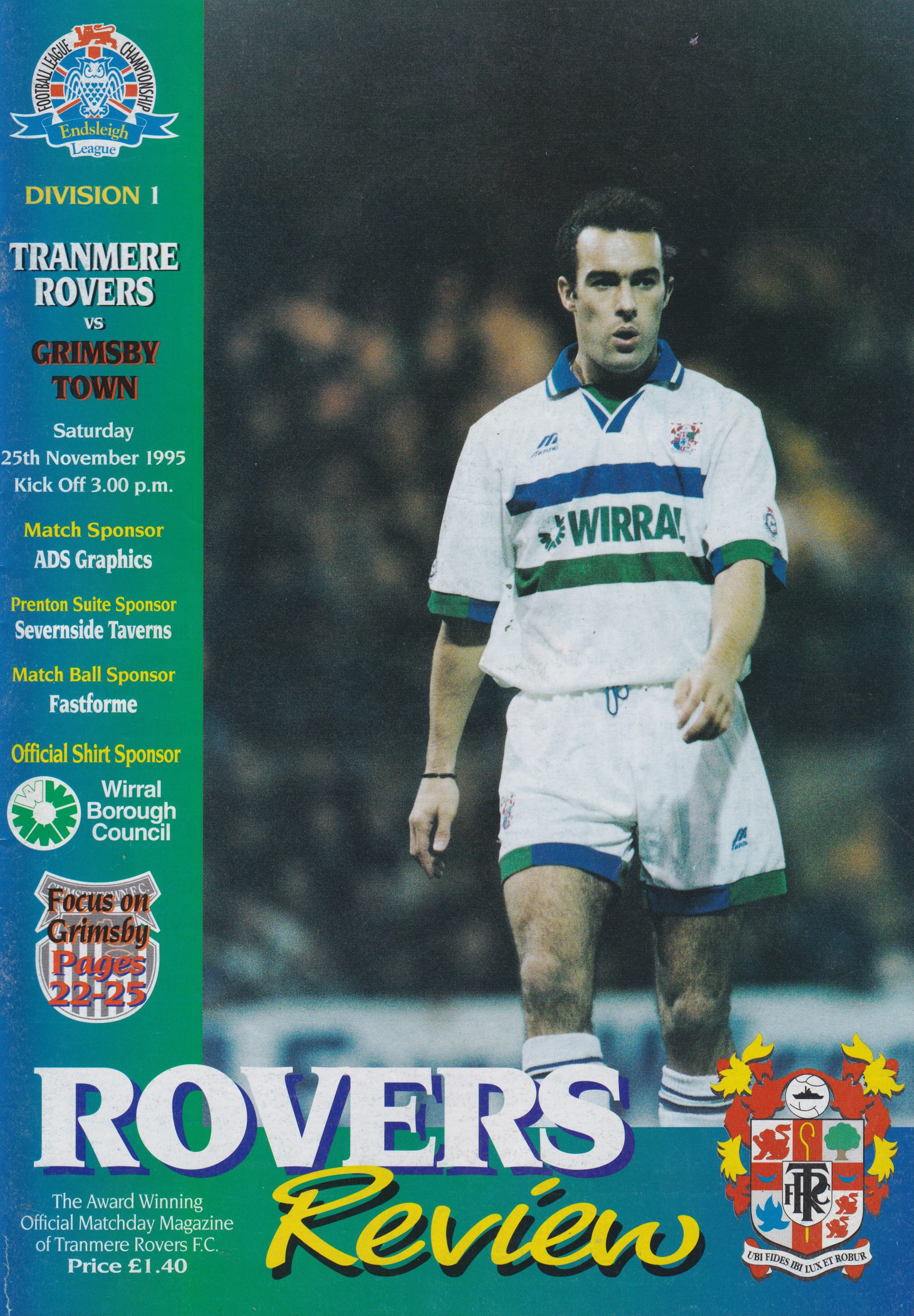 Match Programme for 25/11/1995