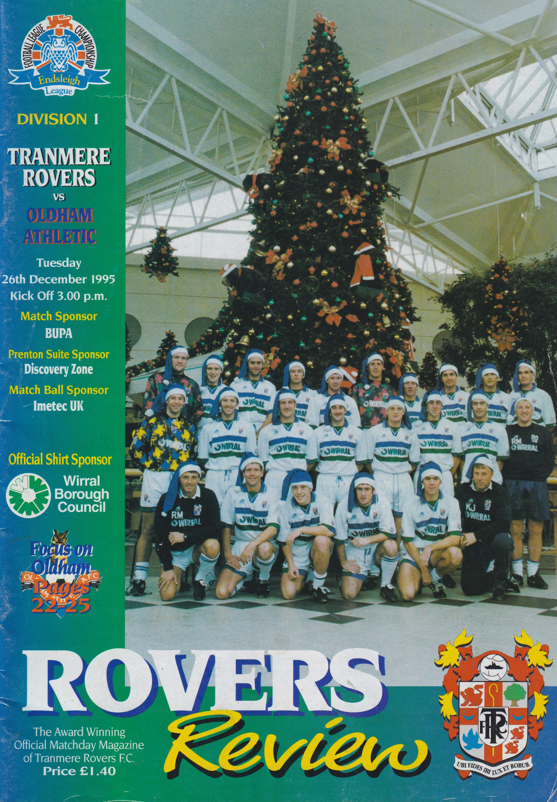 Match Programme for 26/12/1995