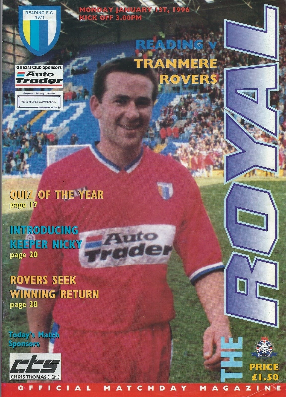 Match Programme for 01/01/1996