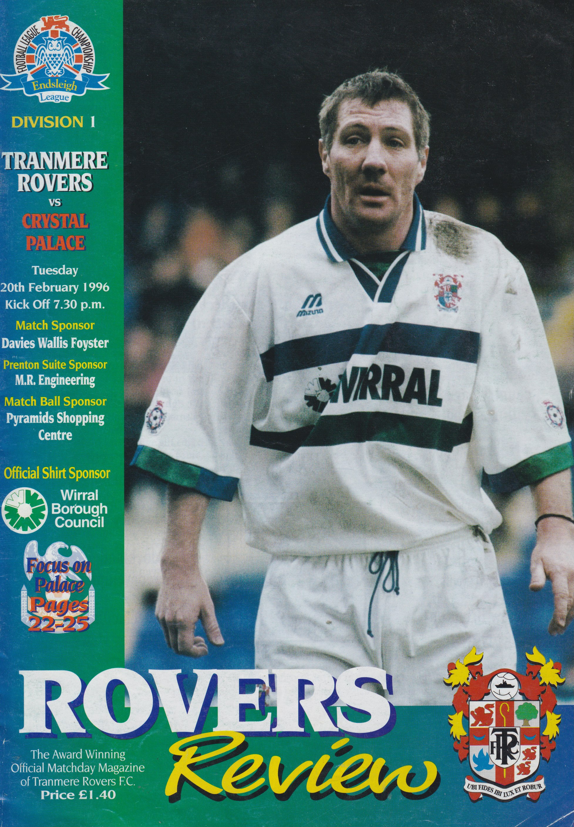 Match Programme for 20/02/1996