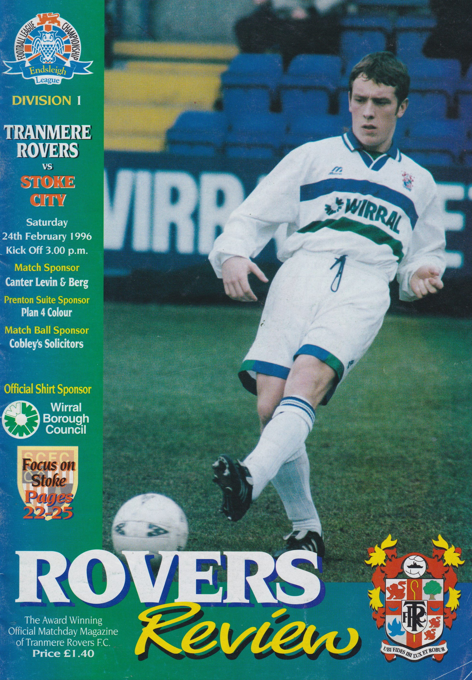 Match Programme for 24/02/1996