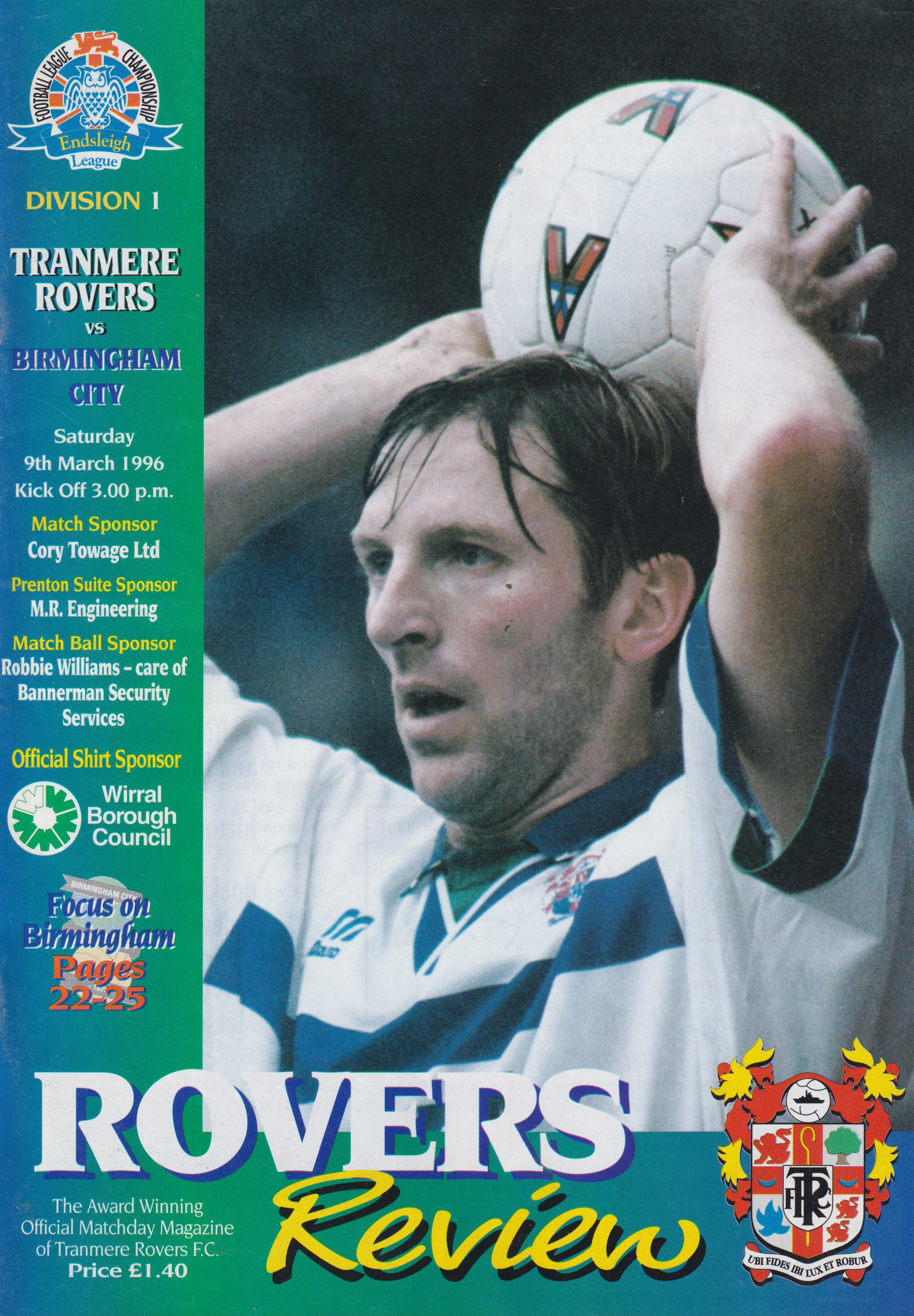 Match Programme for 09/03/1996