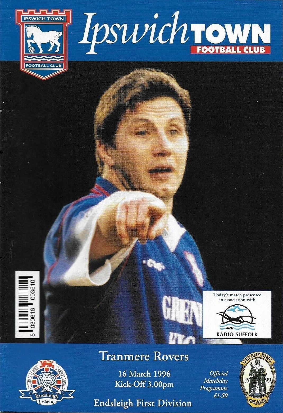 Match Programme for 16/03/1996