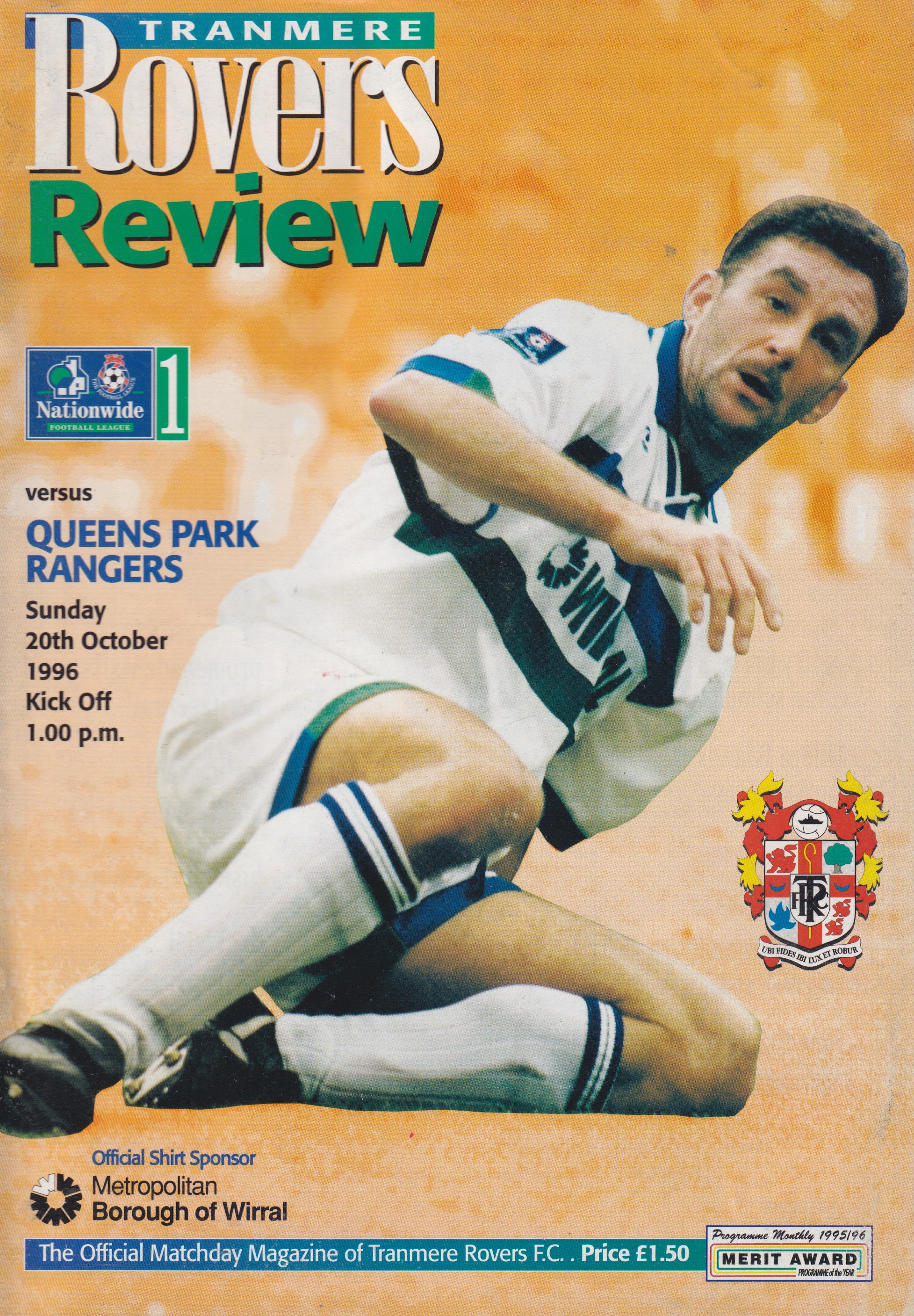 Match Programme for 20/10/1996