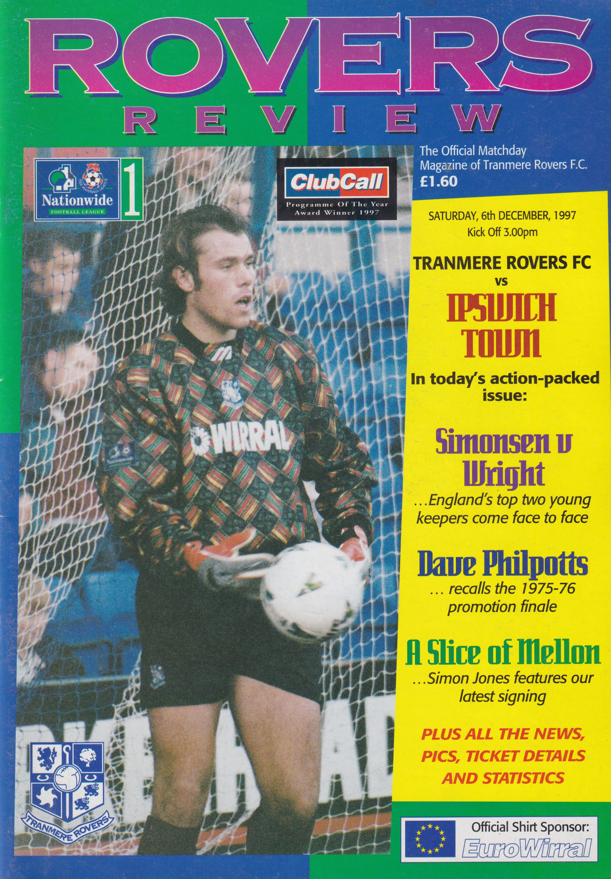 Match Programme for 06/12/1997