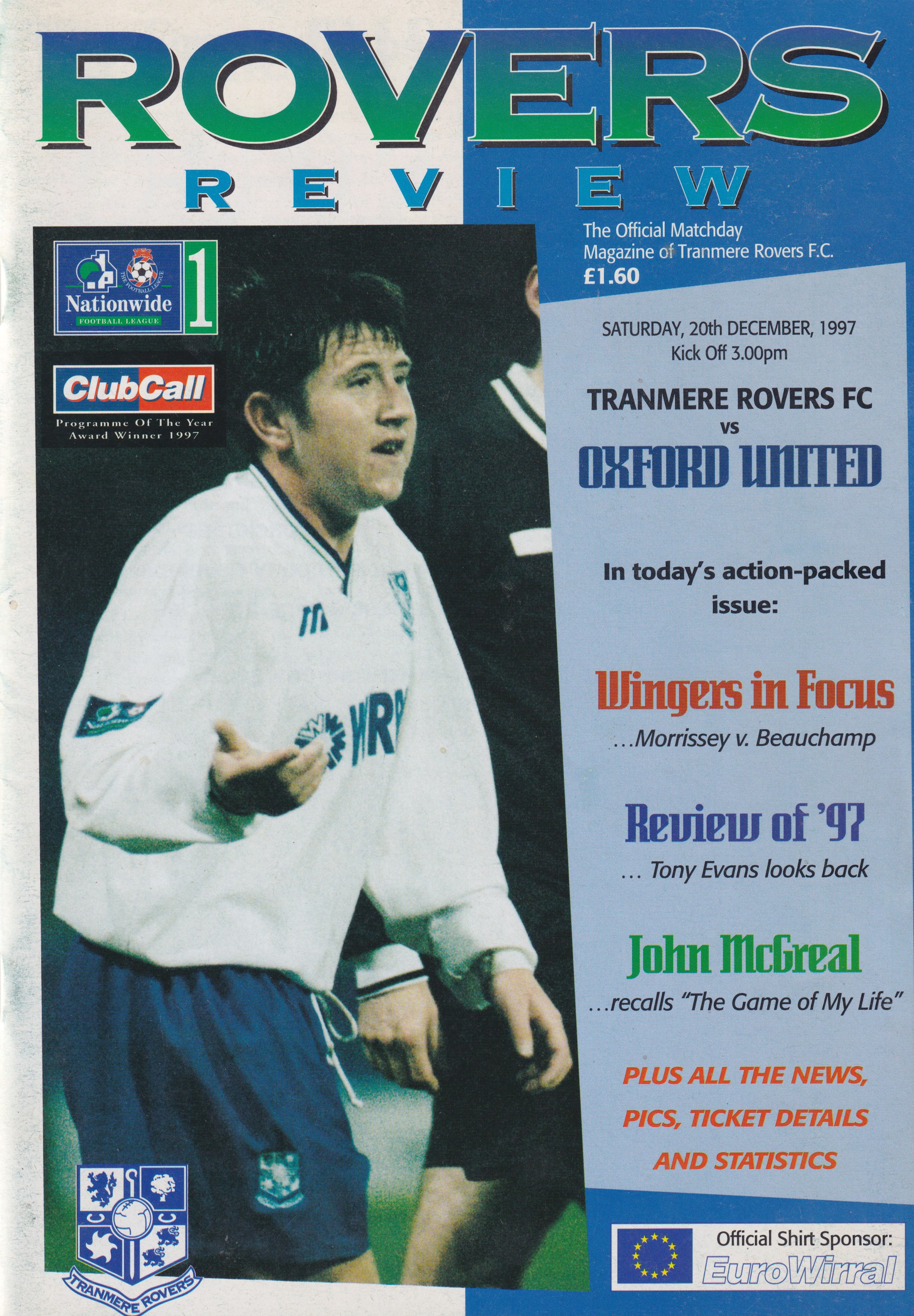 Match Programme for 20/12/1997