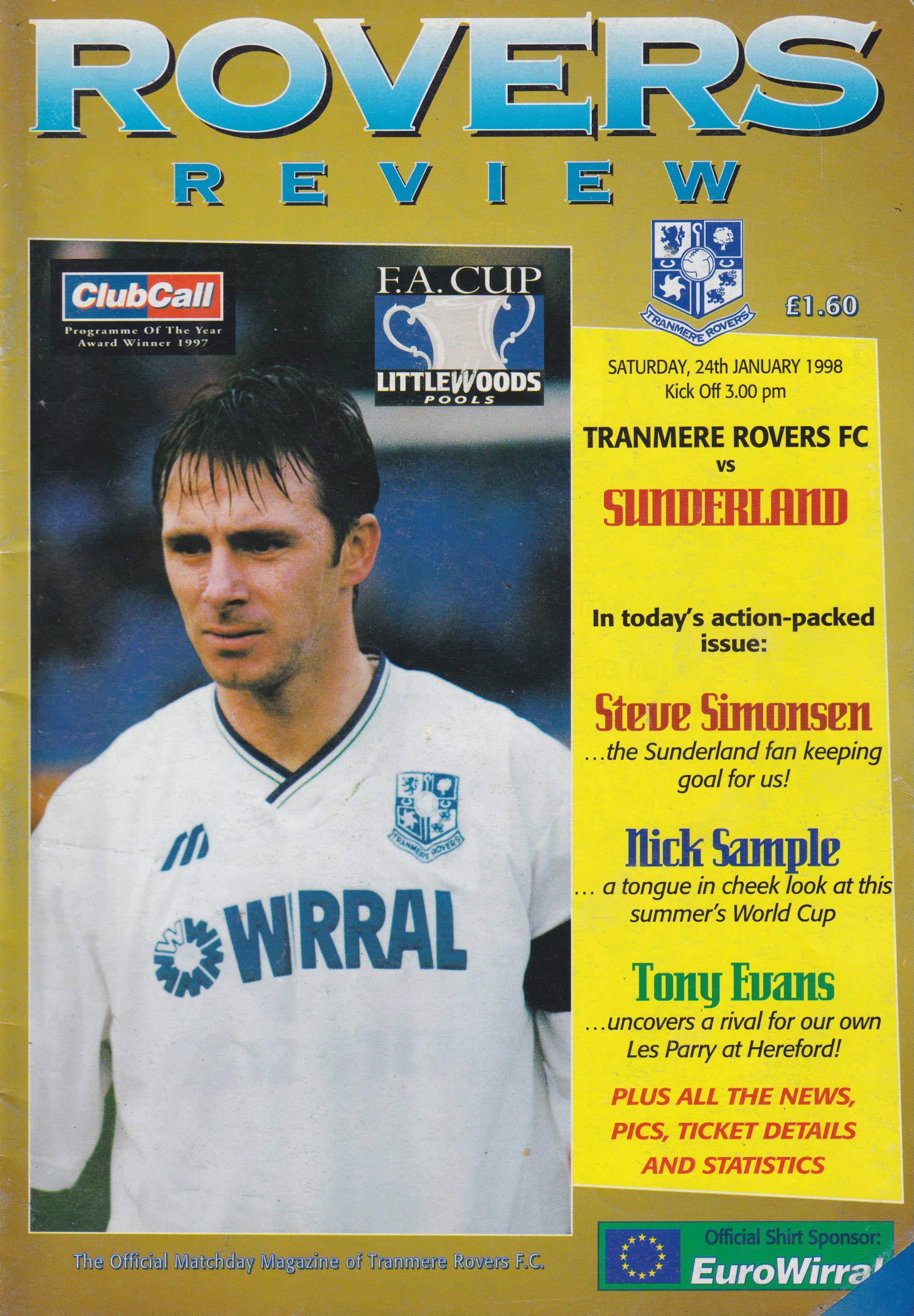 Match Programme for 24/01/1998