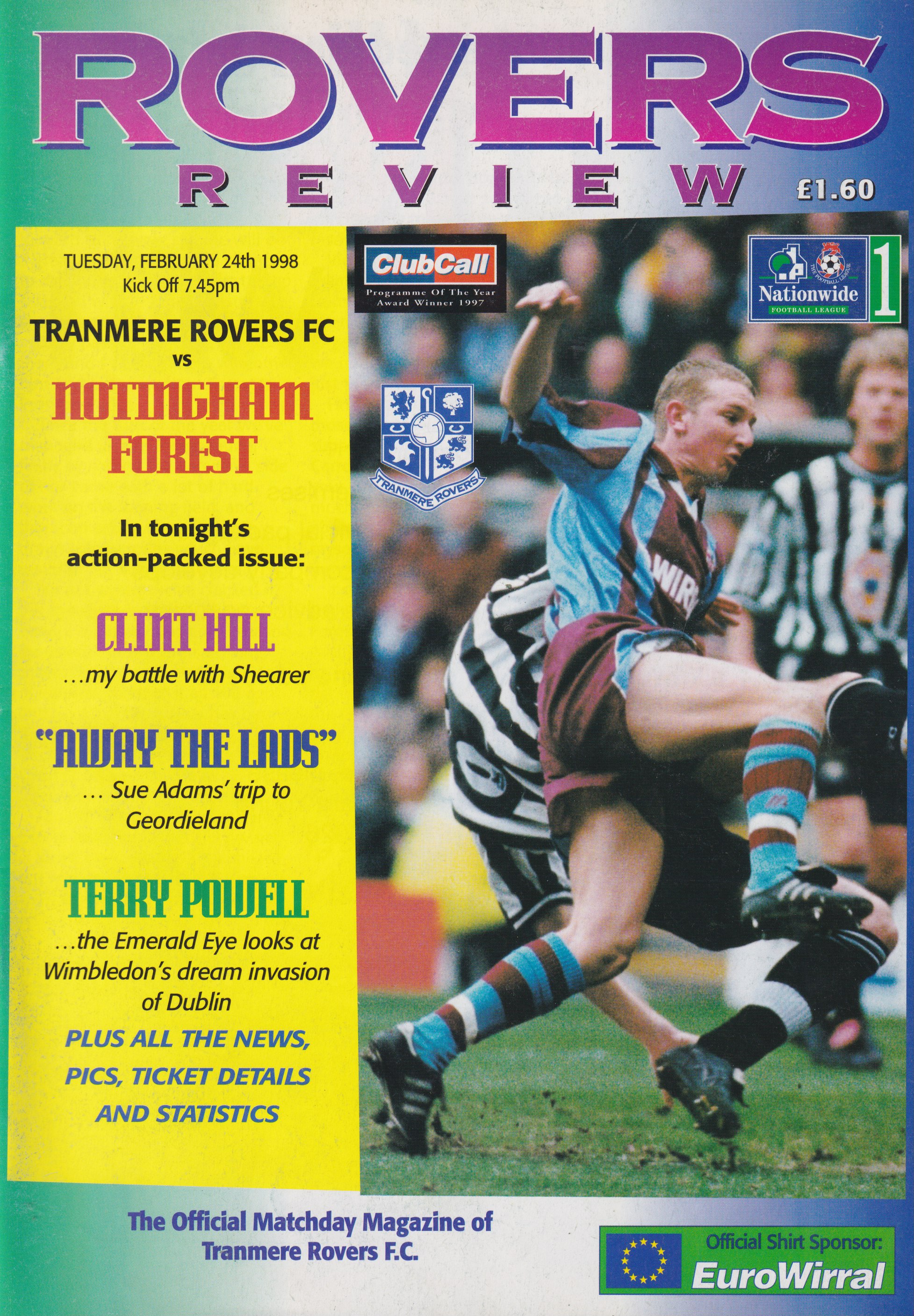 Match Programme for 24/02/1998