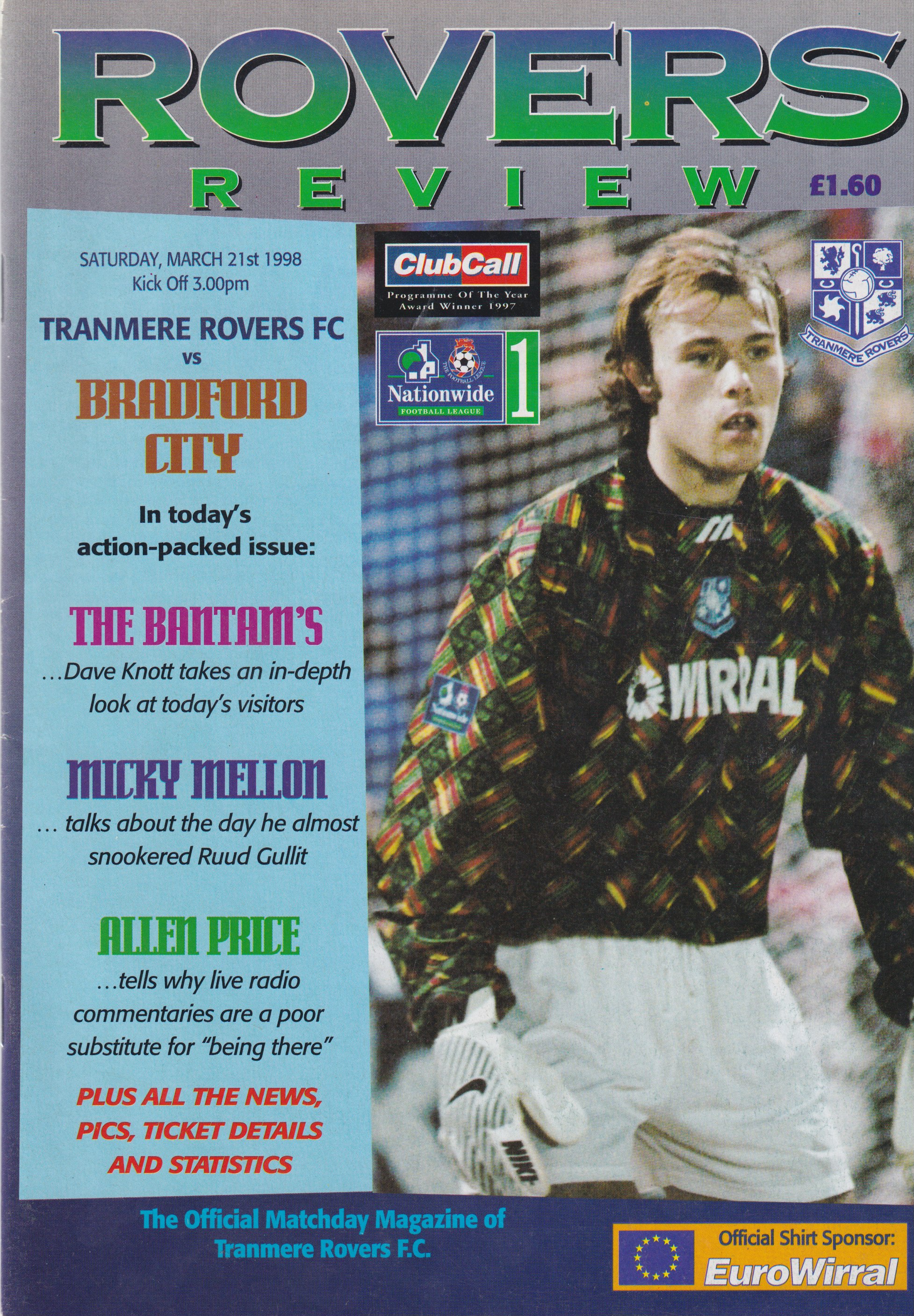 Match Programme for 21/03/1998