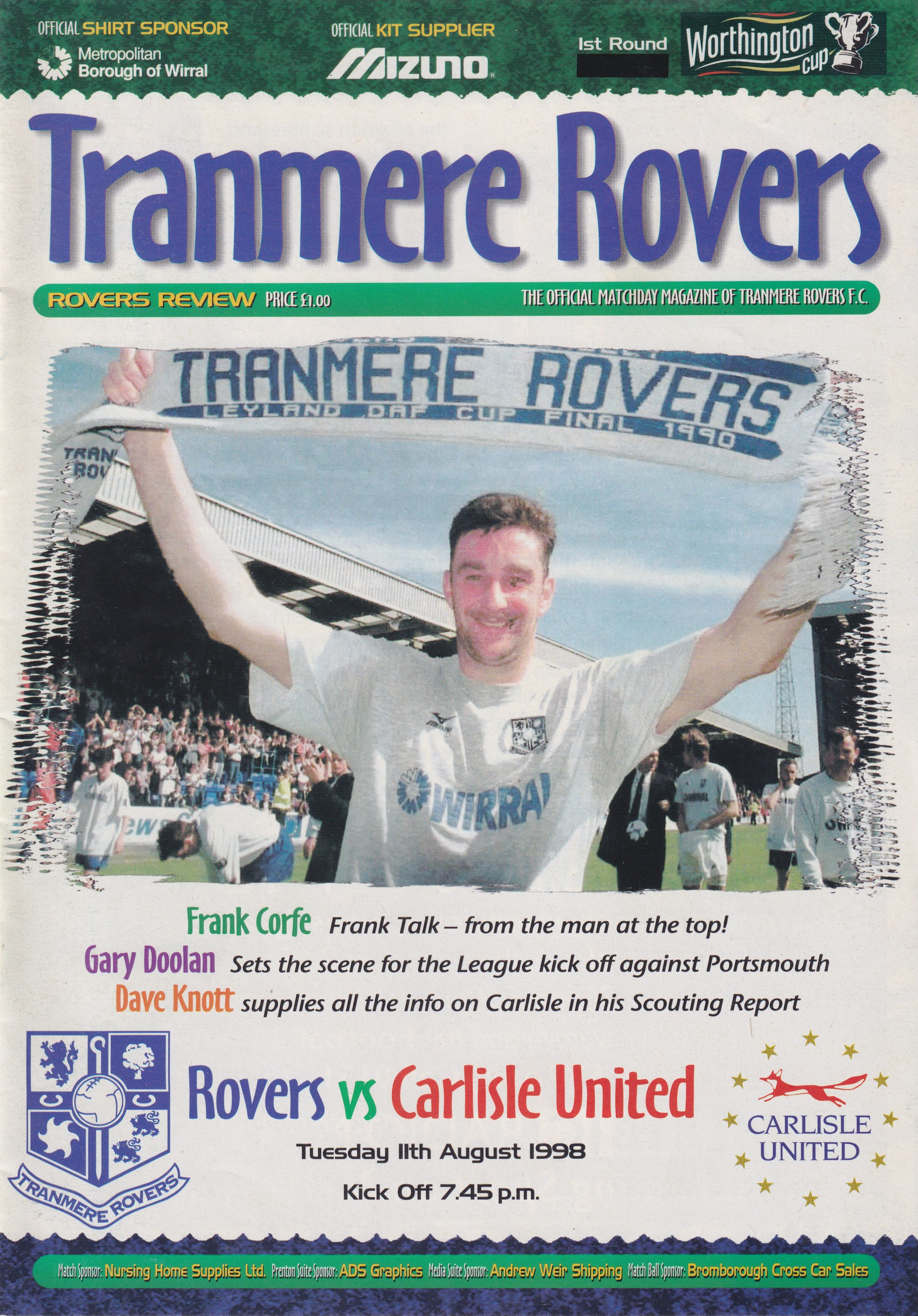 Match Programme for 11/08/1998