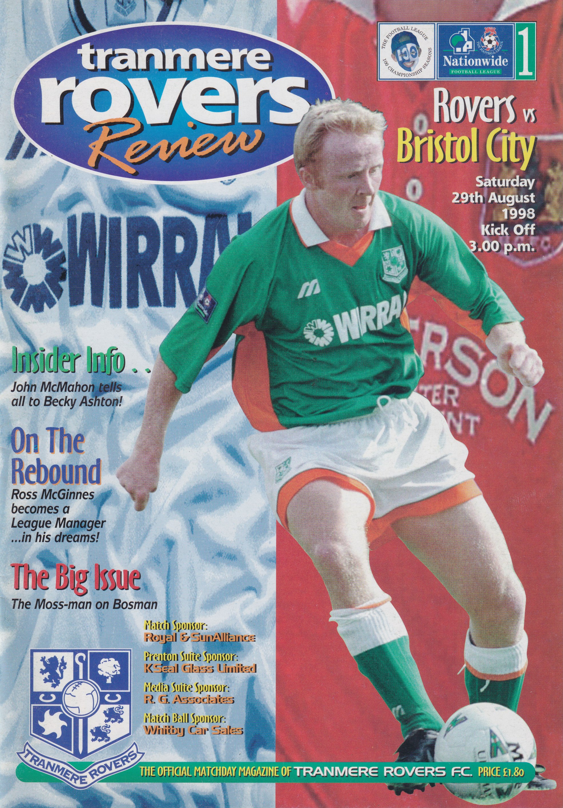 Match Programme for 29/08/1998