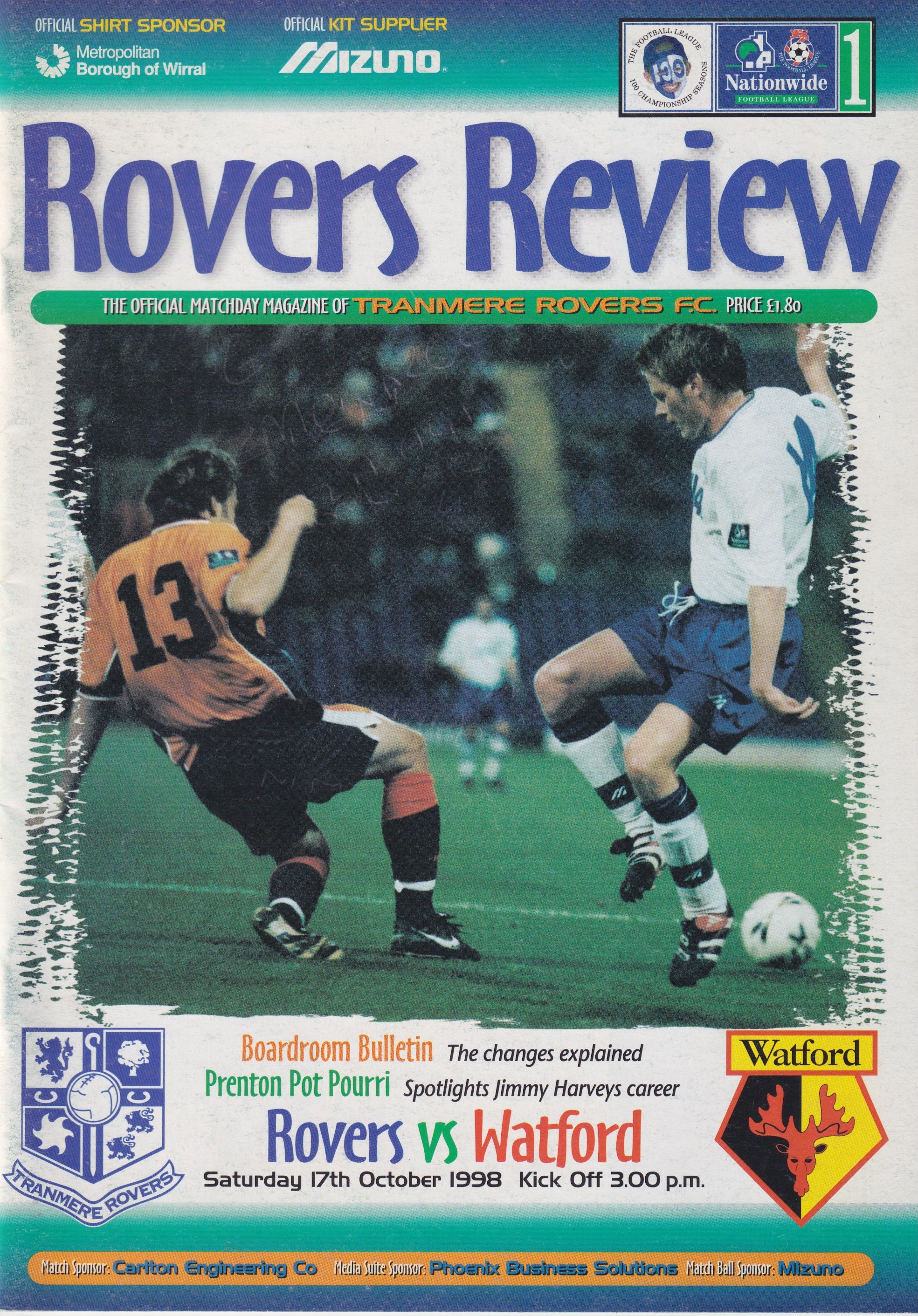 Match Programme for 17/10/1998