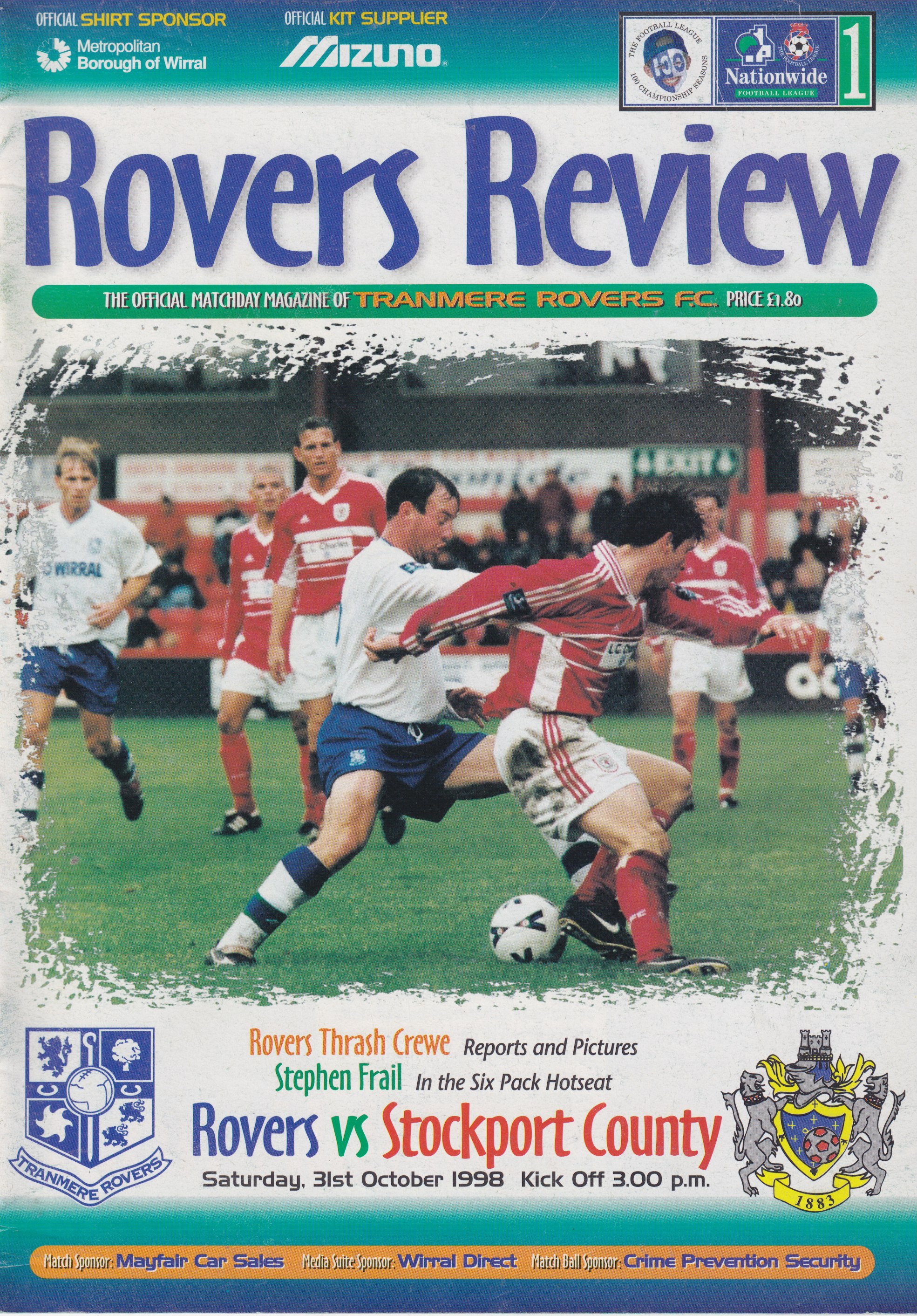 Match Programme for 31/10/1998