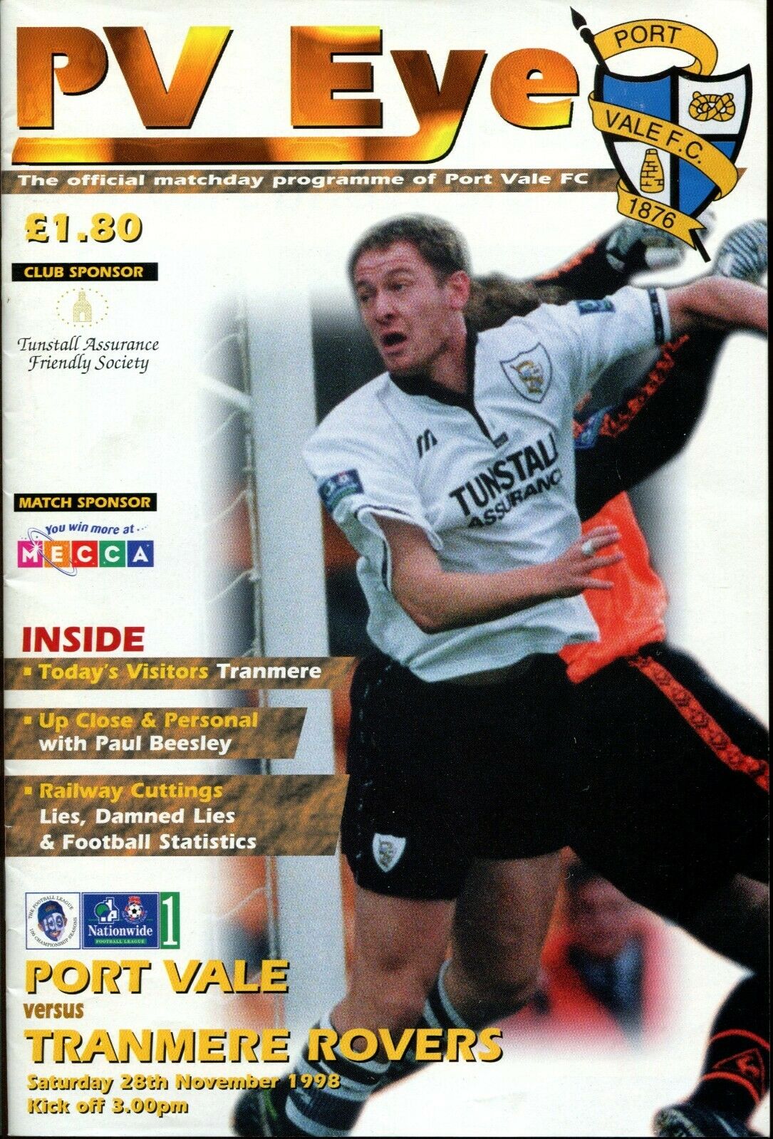 Match Programme for 28/11/1998