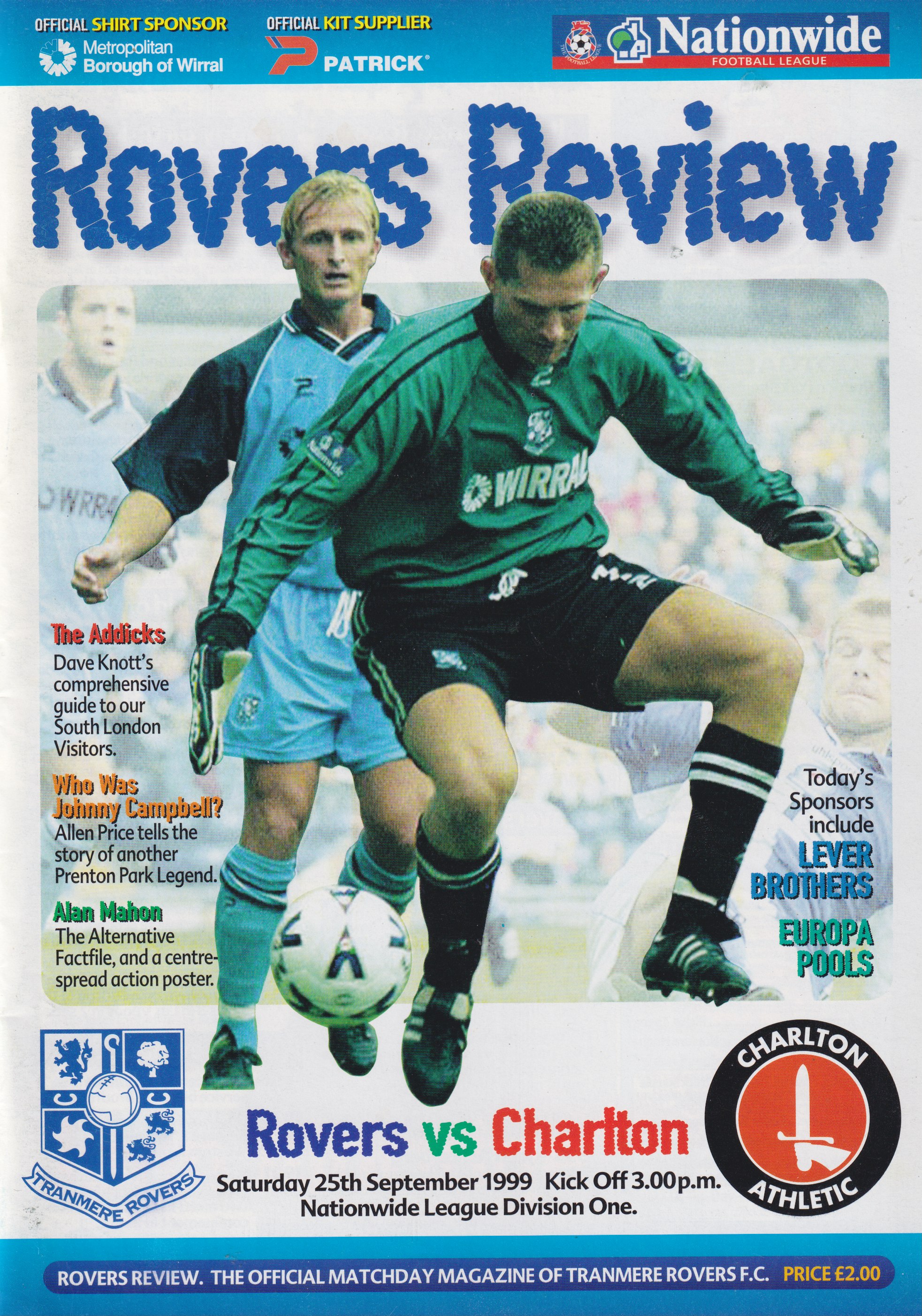 Match Programme for 25/09/1999