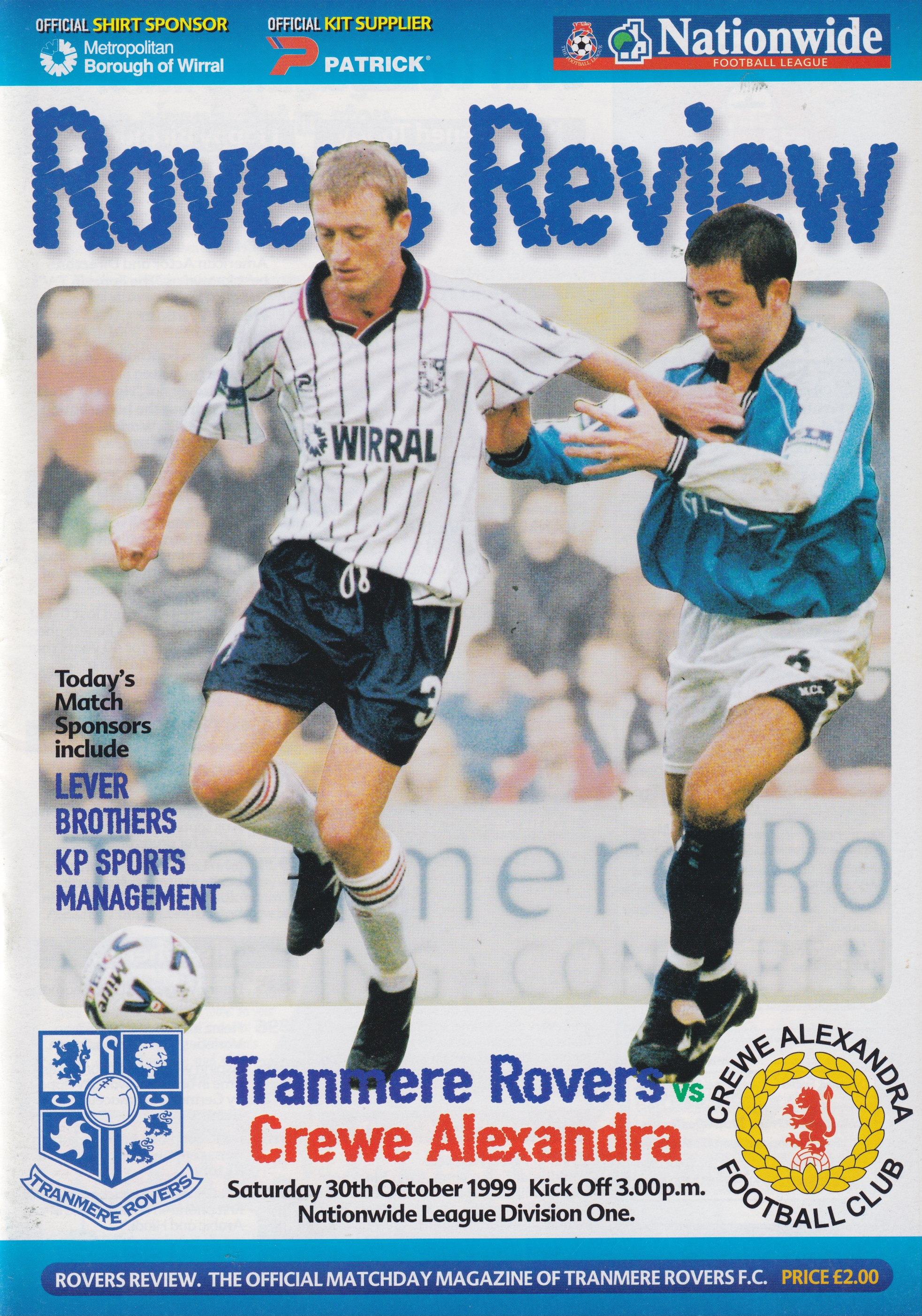 Match Programme for 30/10/1999