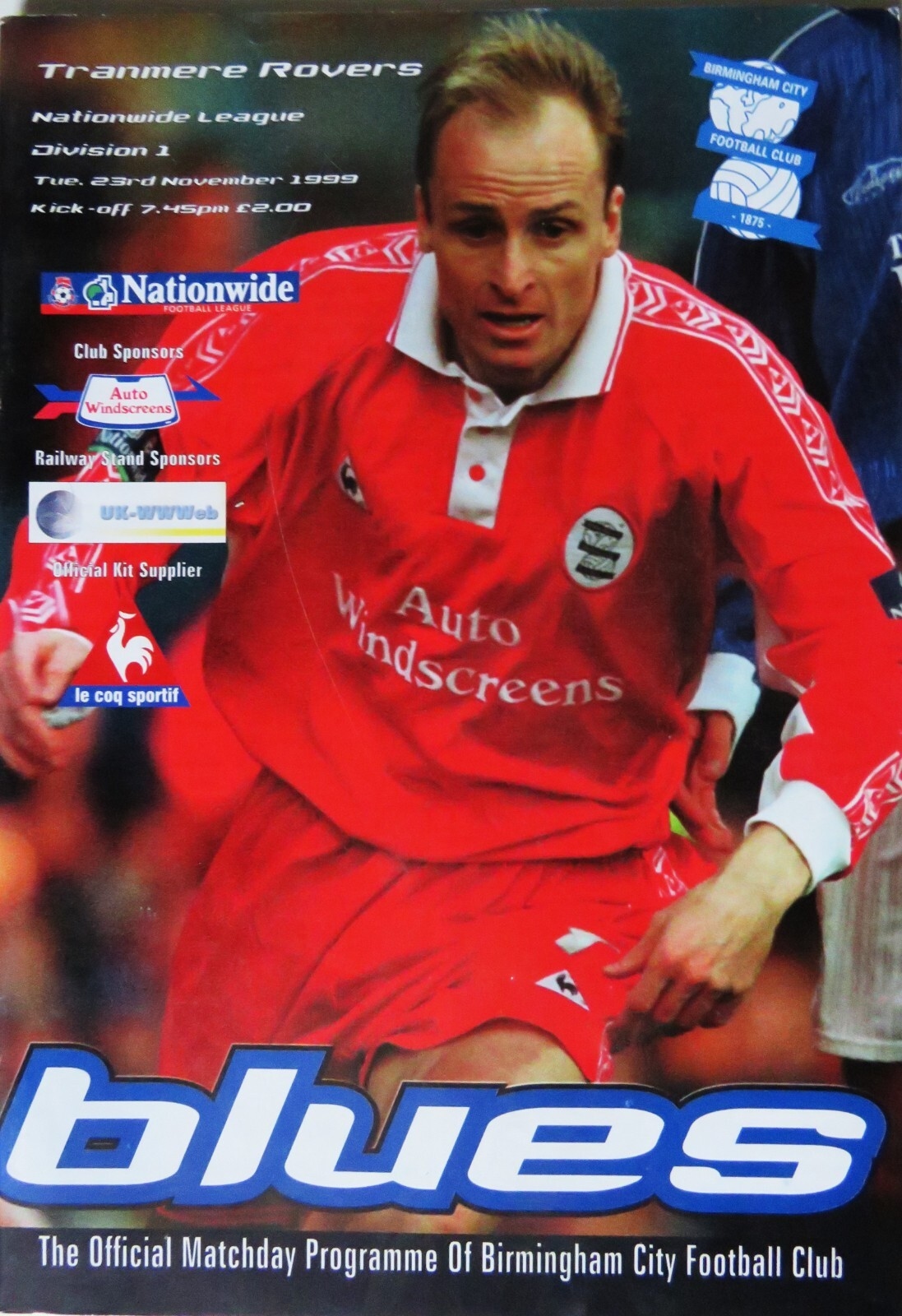 Match Programme for 23/11/1999
