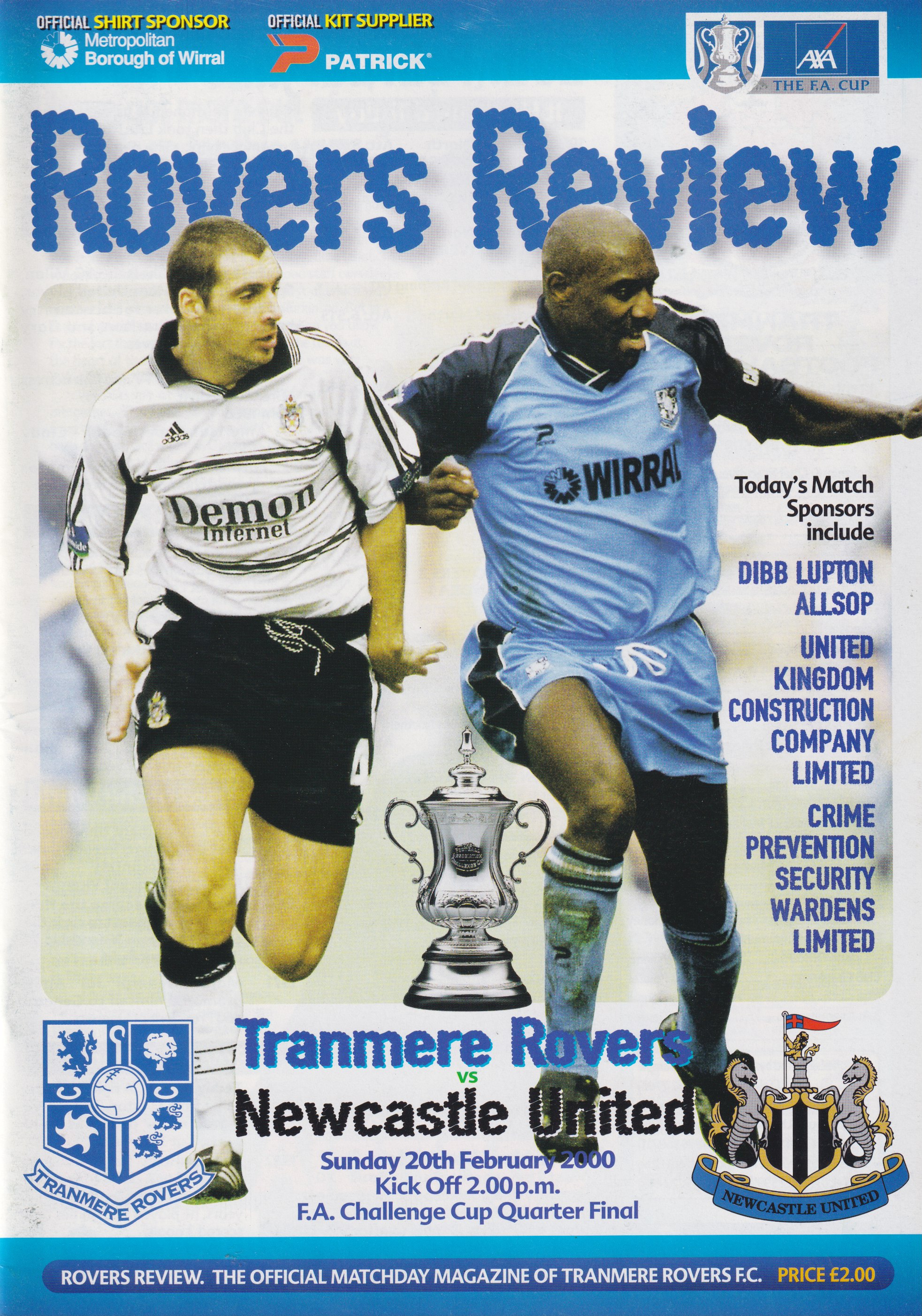 Match Programme for 20/02/2000
