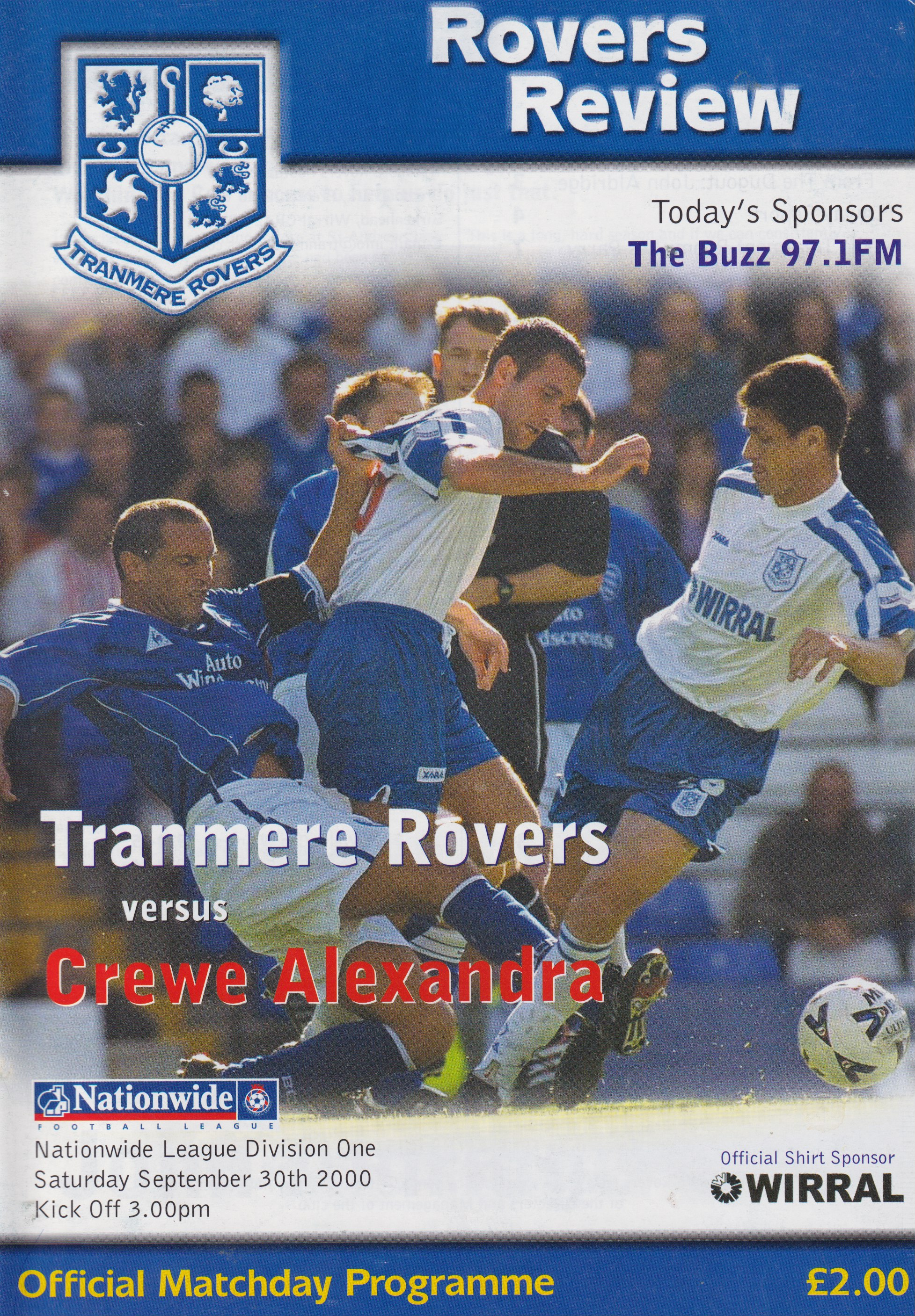 Match Programme for 30/09/2000