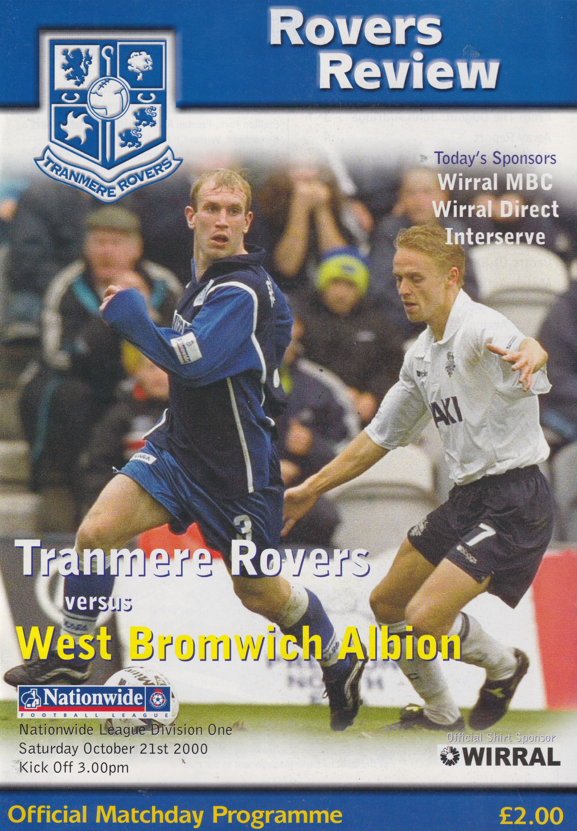 Match Programme for 21/10/2000