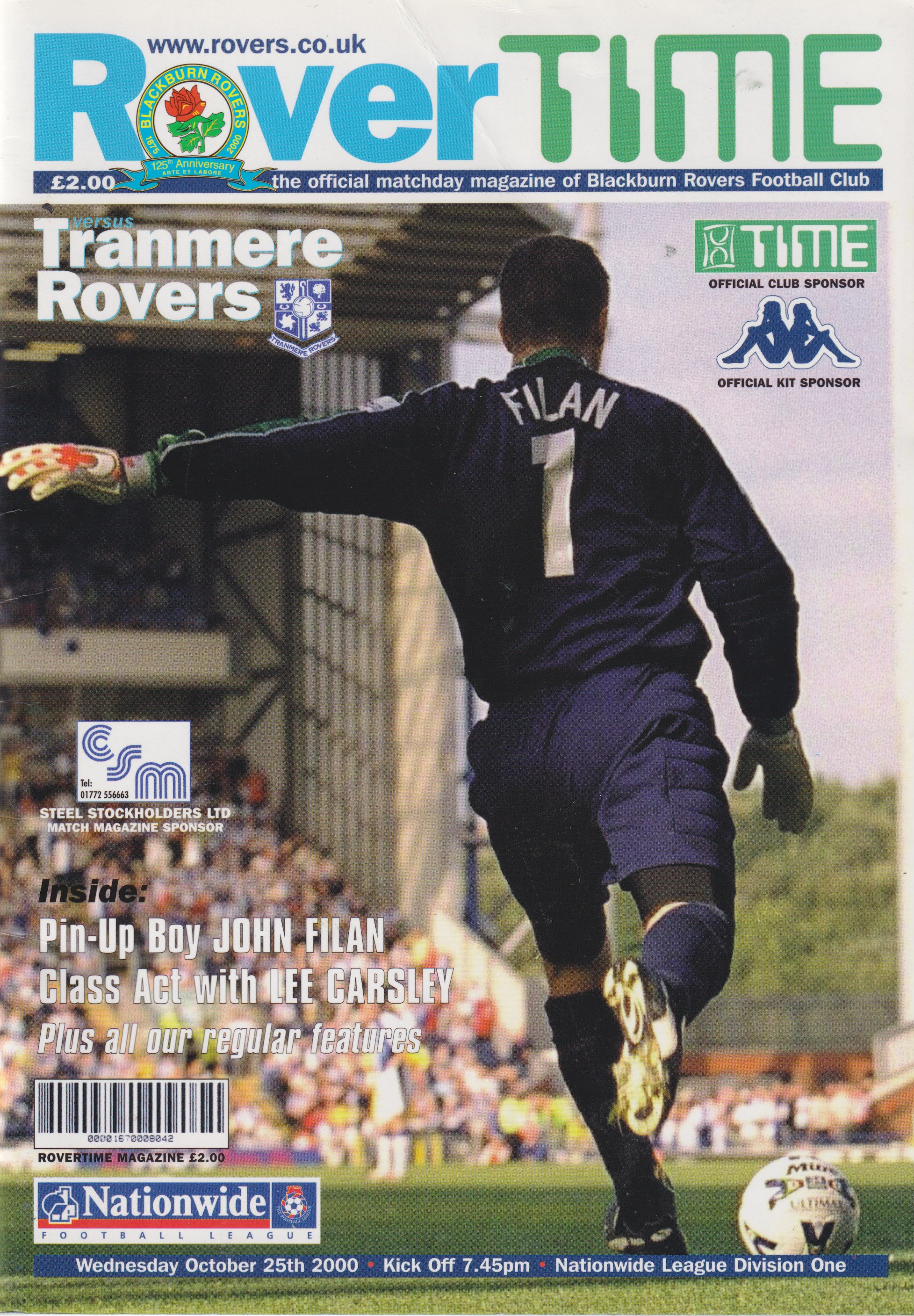 Match Programme for 25/10/2000