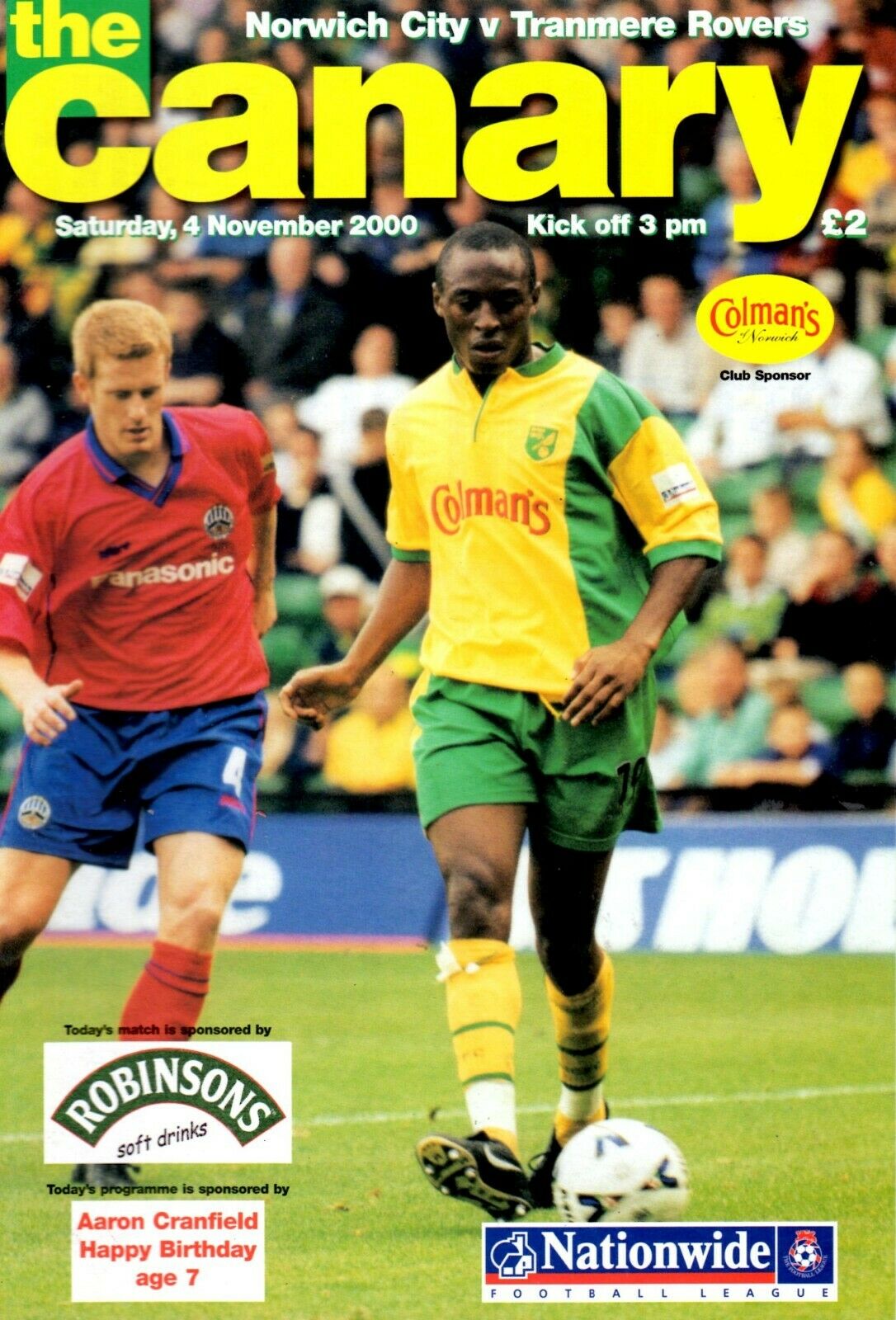 Match Programme for 04/11/2000