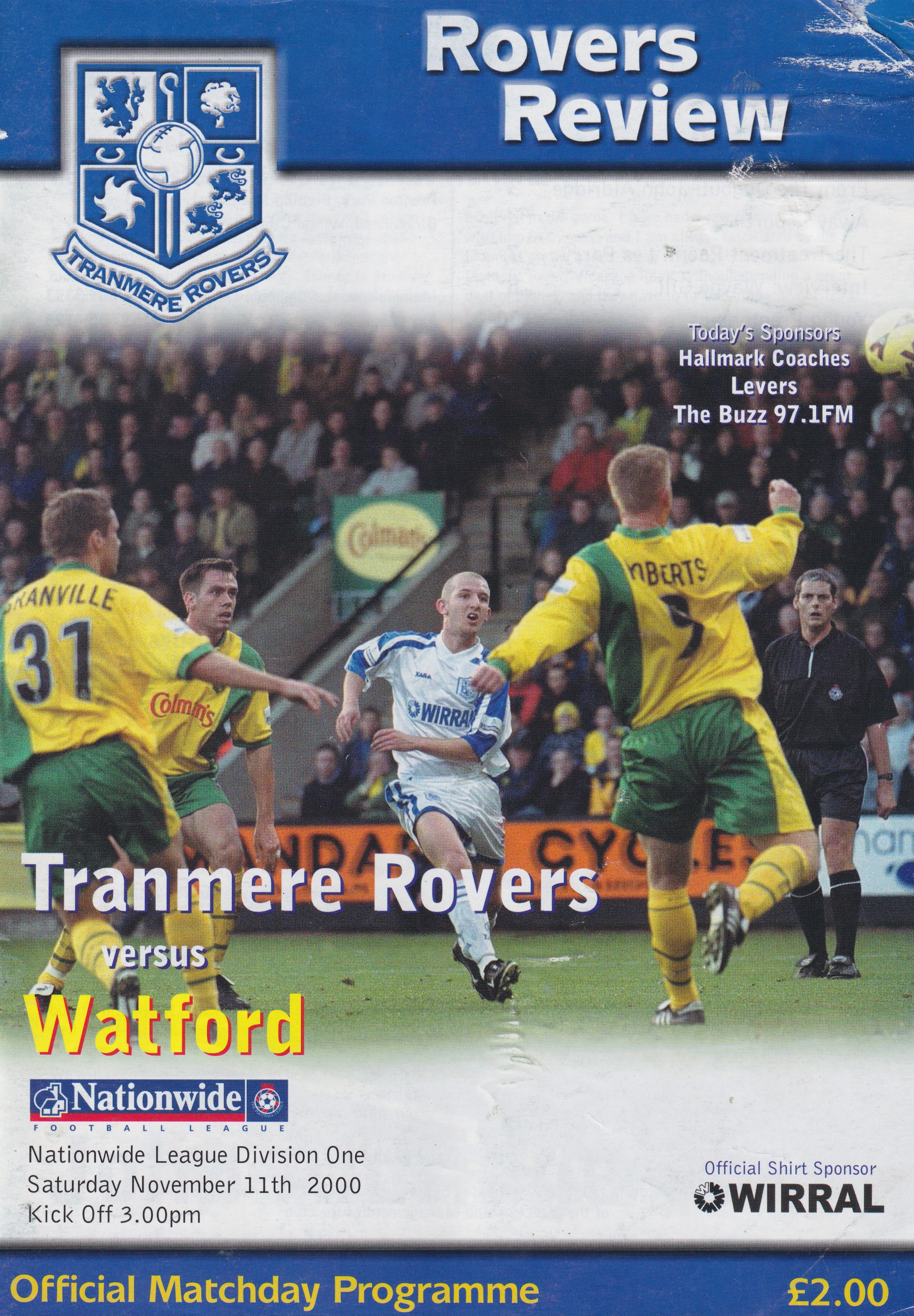 Match Programme for 11/11/2000