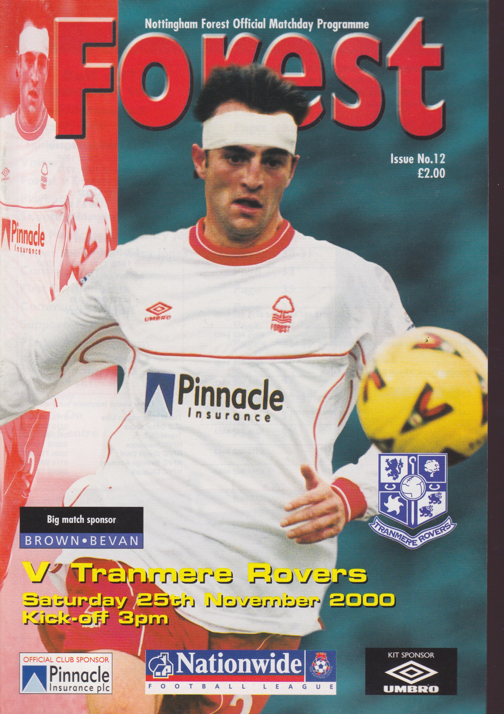Match Programme for 25/11/2000