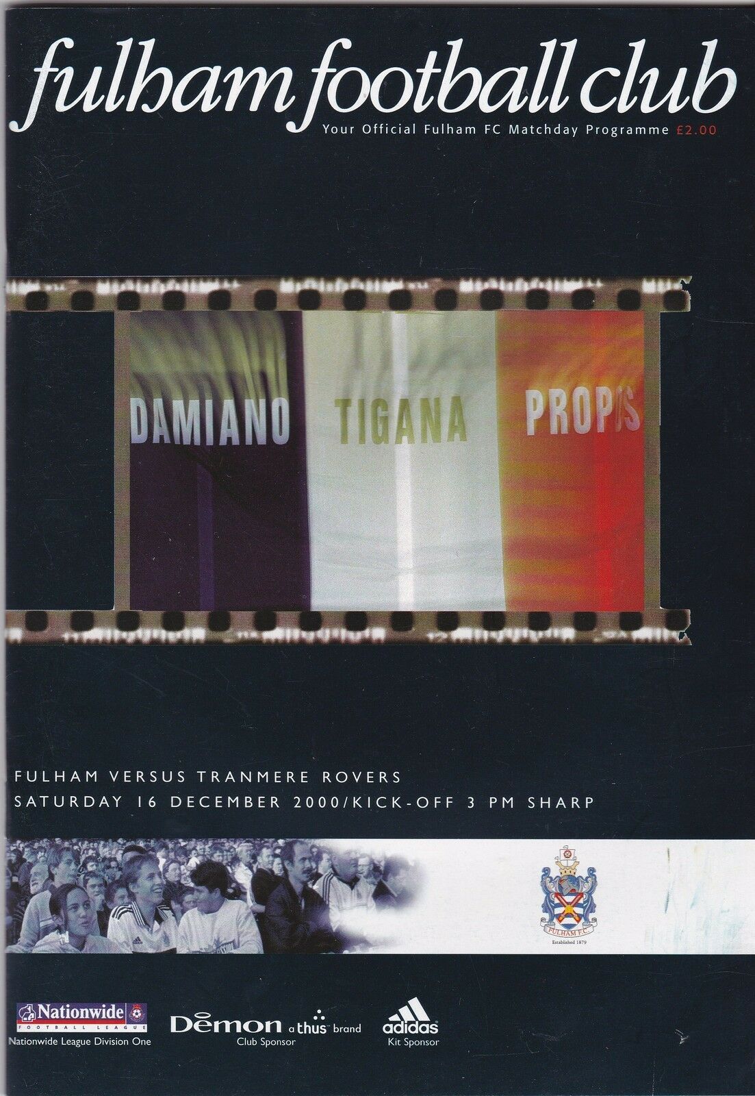 Match Programme for 16/12/2000