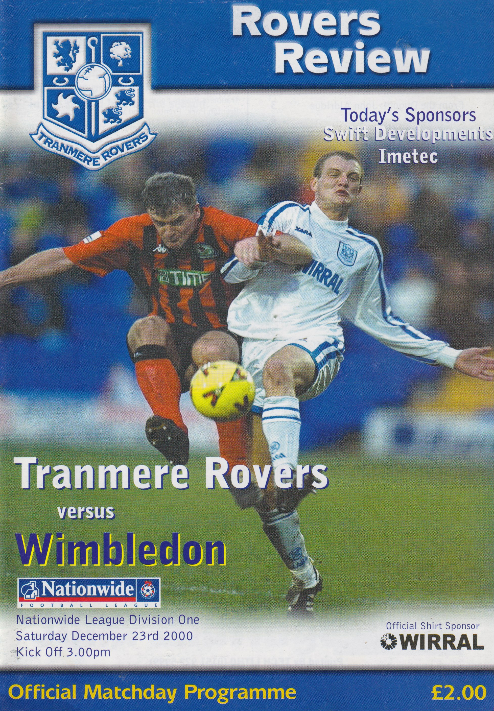 Match Programme for 23/12/2000